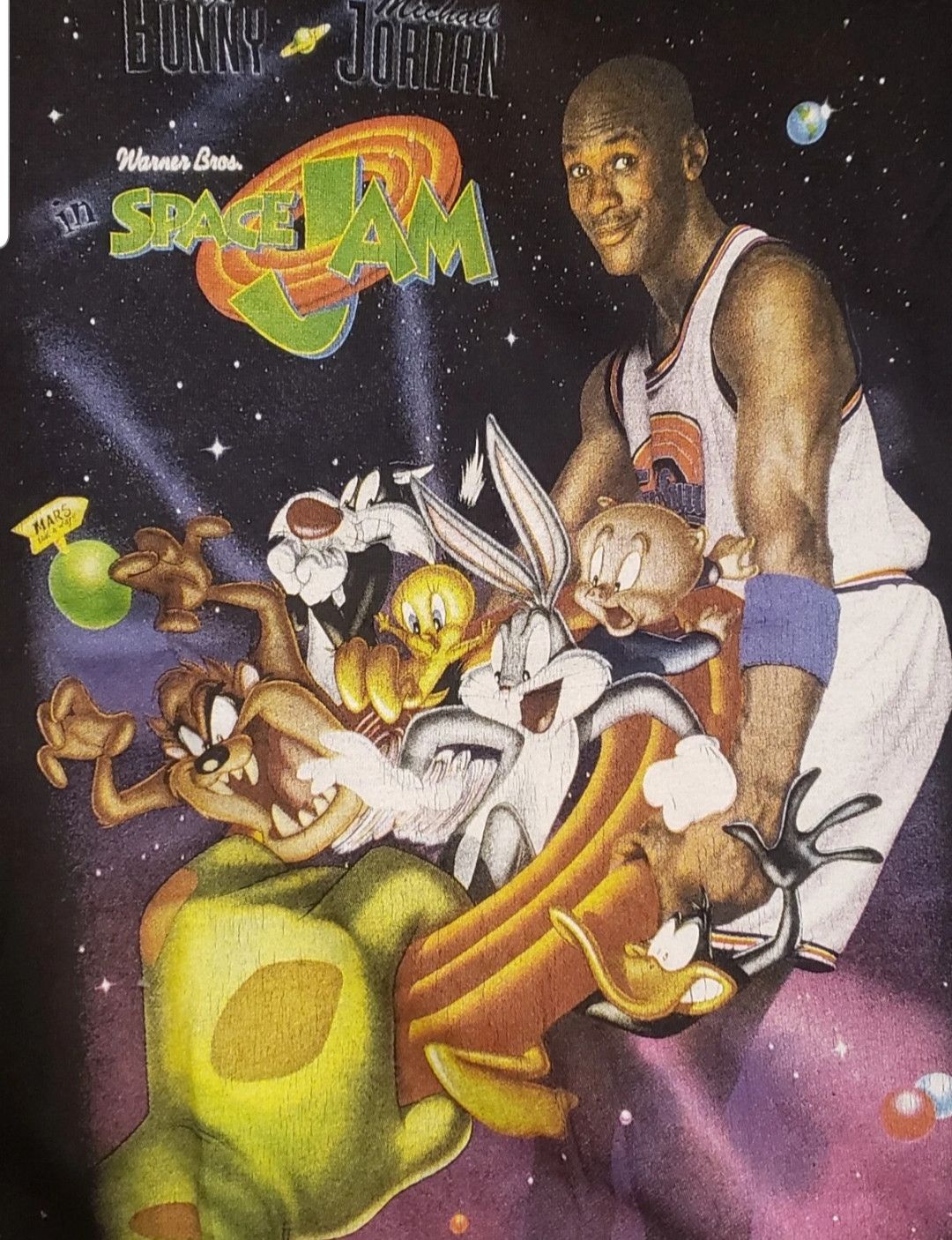 Warner Bros VINTAGE 1995 Space Jam Looney Tunes Jordan T-shirt XL Size US XL / EU 56 / 4 - 3 Thumbnail
