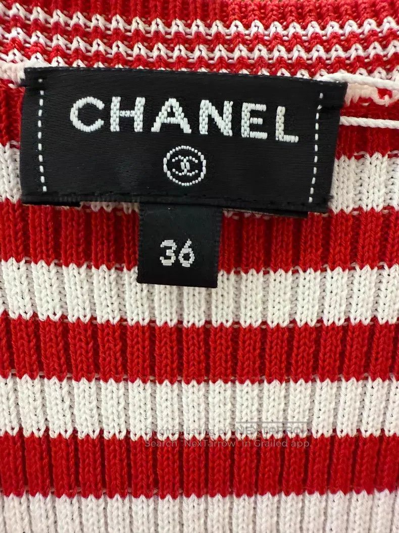 Chanel Chanel Red and white striped knitted vest Size XS / US 0-2 / IT 36-38 - 4 Thumbnail