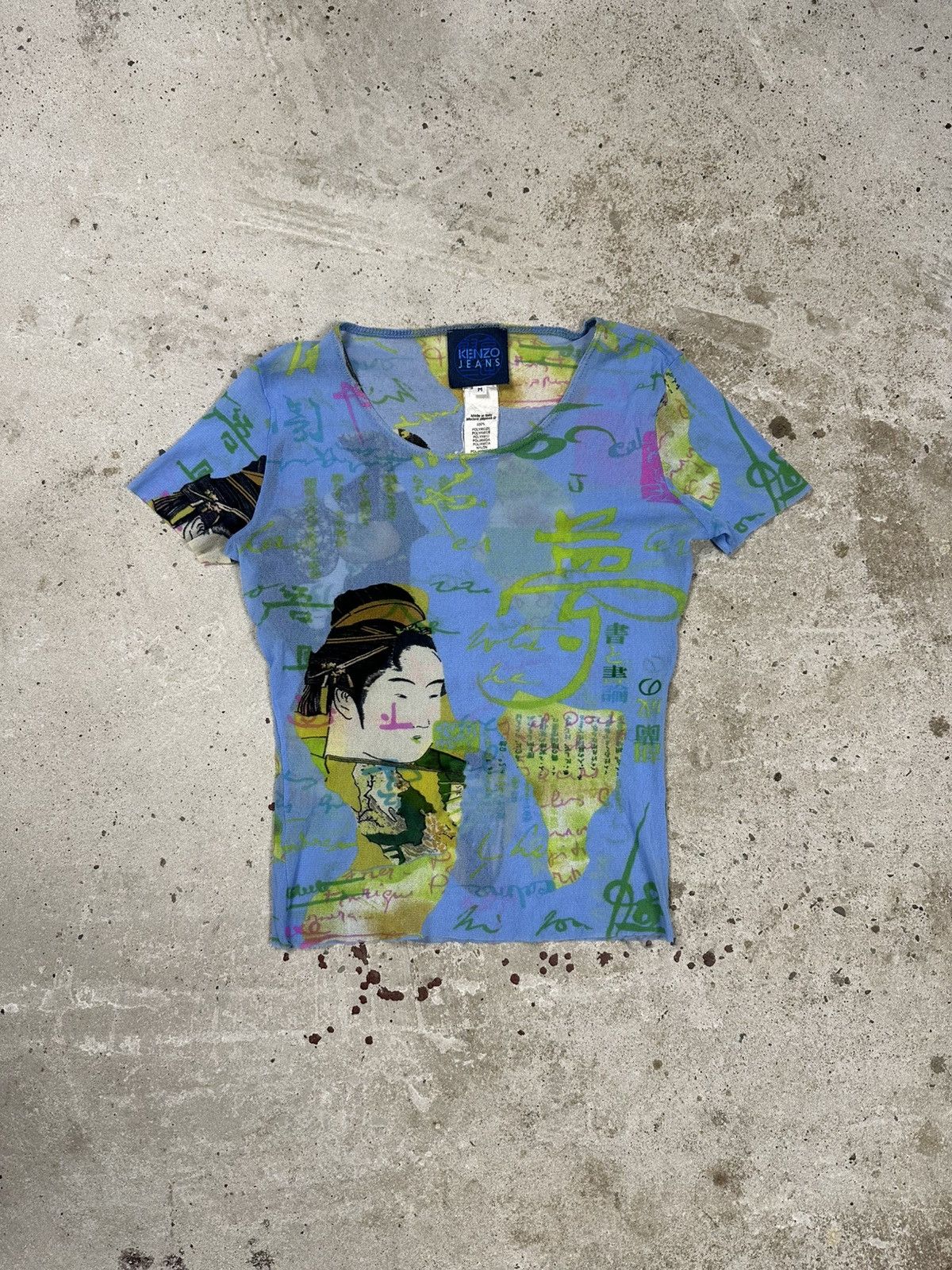 Kenzo Vintage 90s Kenzo Jeans Asian Japanese Print Mesh Top Size M / US 6-8 / IT 42-44 - 1 Thumbnail
