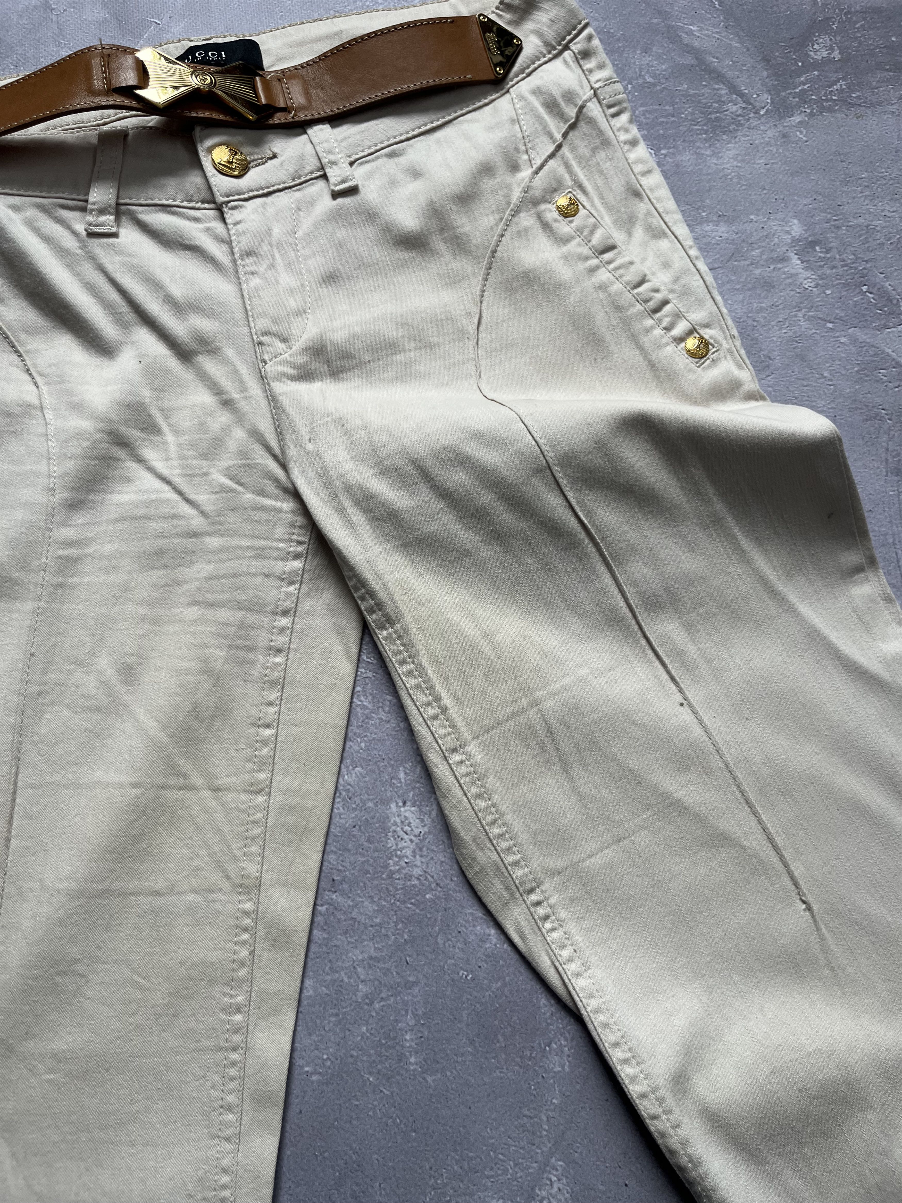 Gucci Gucci Era Tom Ford With Snap Buckle Logo Beige Pants Size 29" - 7 Thumbnail