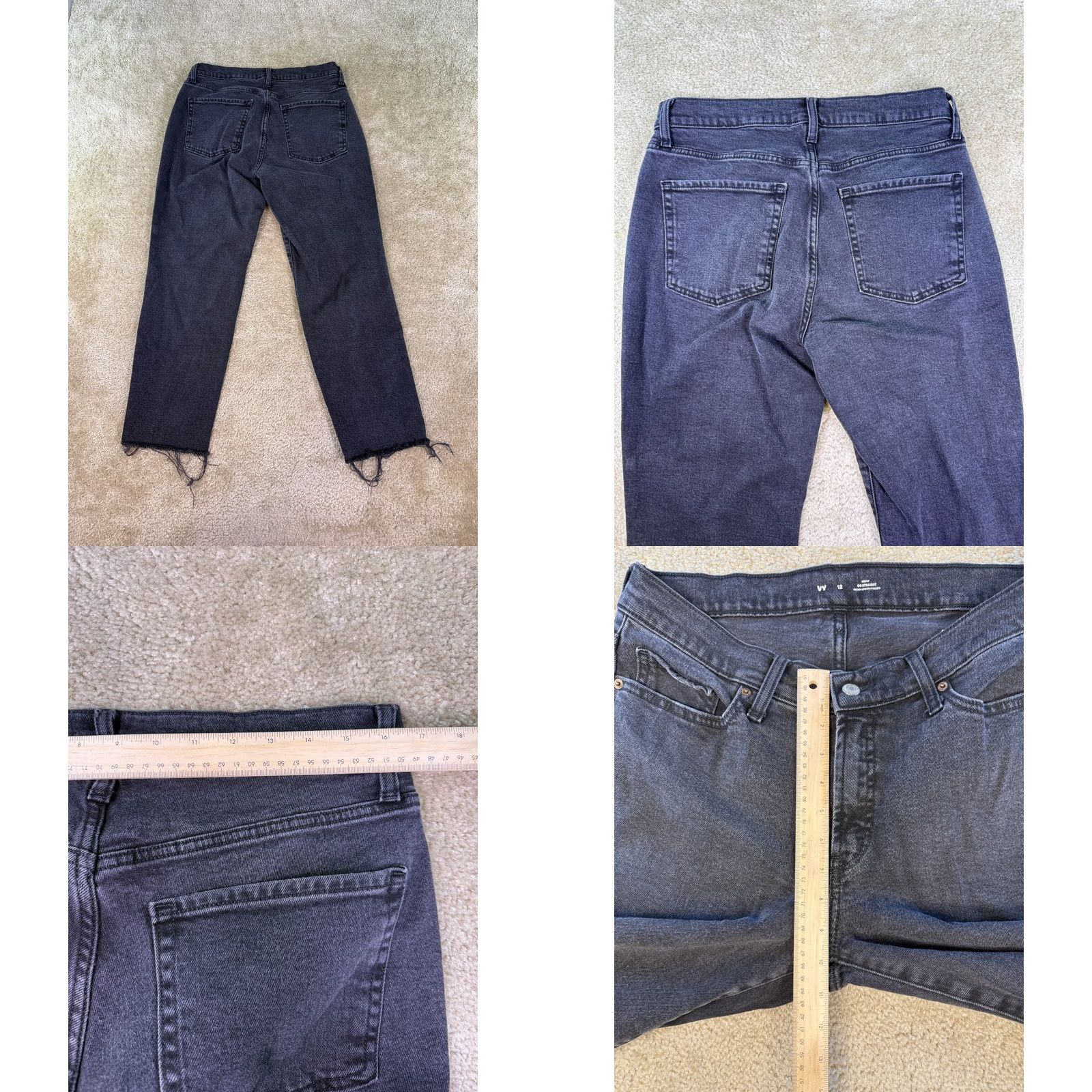 Old Navy Old Navy Jeans Womens Size 12 High Rise OG Straight Leg Black Grey Raw Hem E194 Size 34" / US 12 / IT 48 - 8 Thumbnail