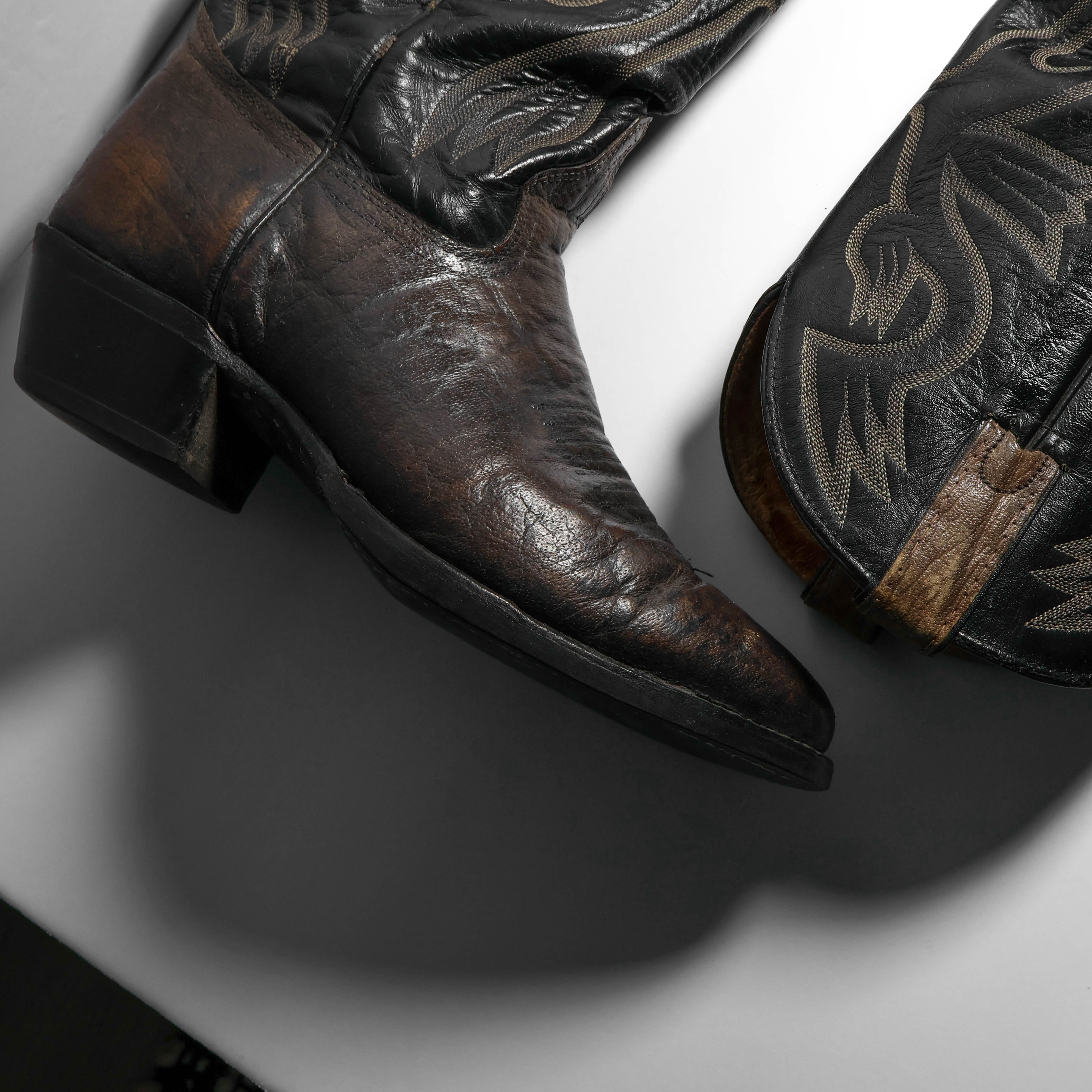 Vintage Rare VTG Texas Leather Brown & Black Western Boots USA Size US 8.5 / EU 41-42 - 11 Thumbnail