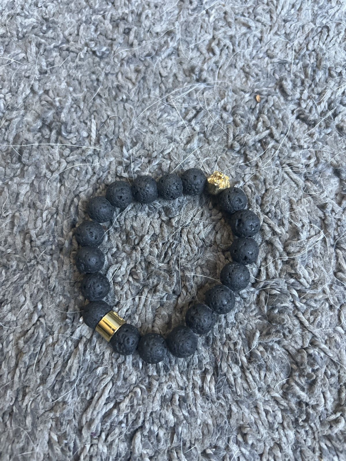 The Gold Gods The Gold Gods Lion Head Lava Stone Beaded Bracelet Size ONE SIZE - 1 Thumbnail