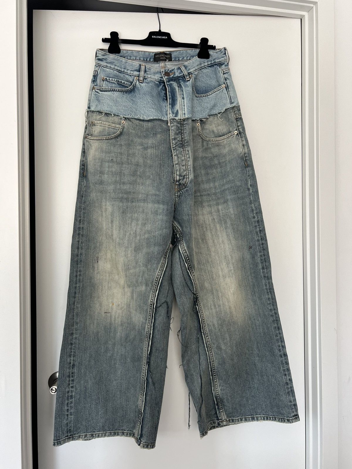 Balenciaga Blue Cut Up Double Waist Baggy Jeans Size US 32 / EU 48 - 4 Thumbnail
