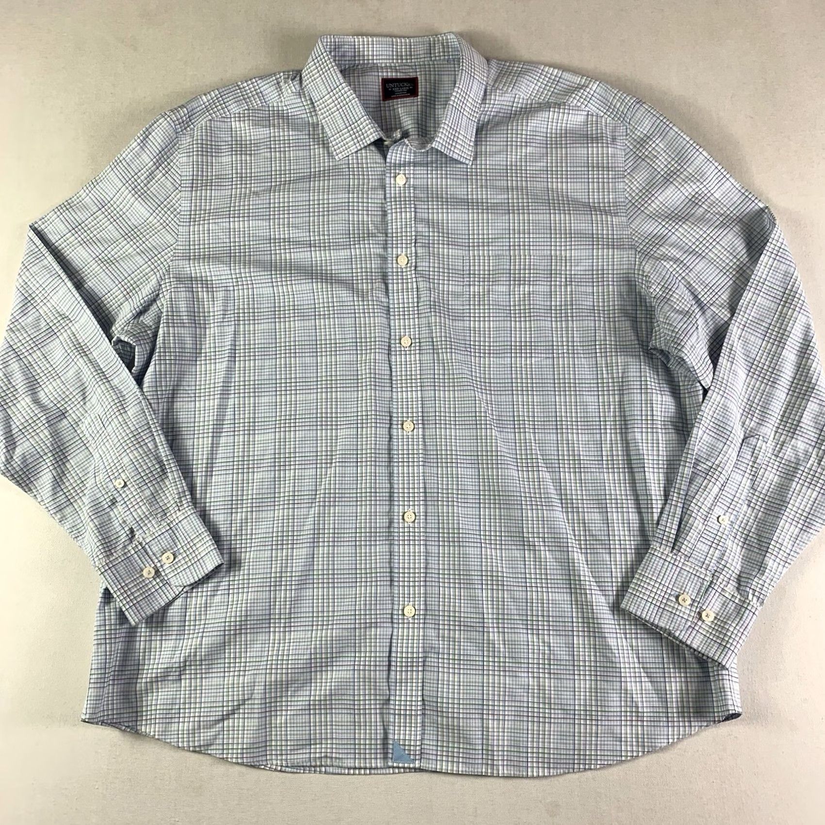 UNTUCKit UNTUCKit Button-Up Shirt Mens 3XL Plaid Long Sleeve Cotton Blue White Button Front Regular Fit Casual Shirt Size US XXL / EU 58 / 5 - 3 Thumbnail