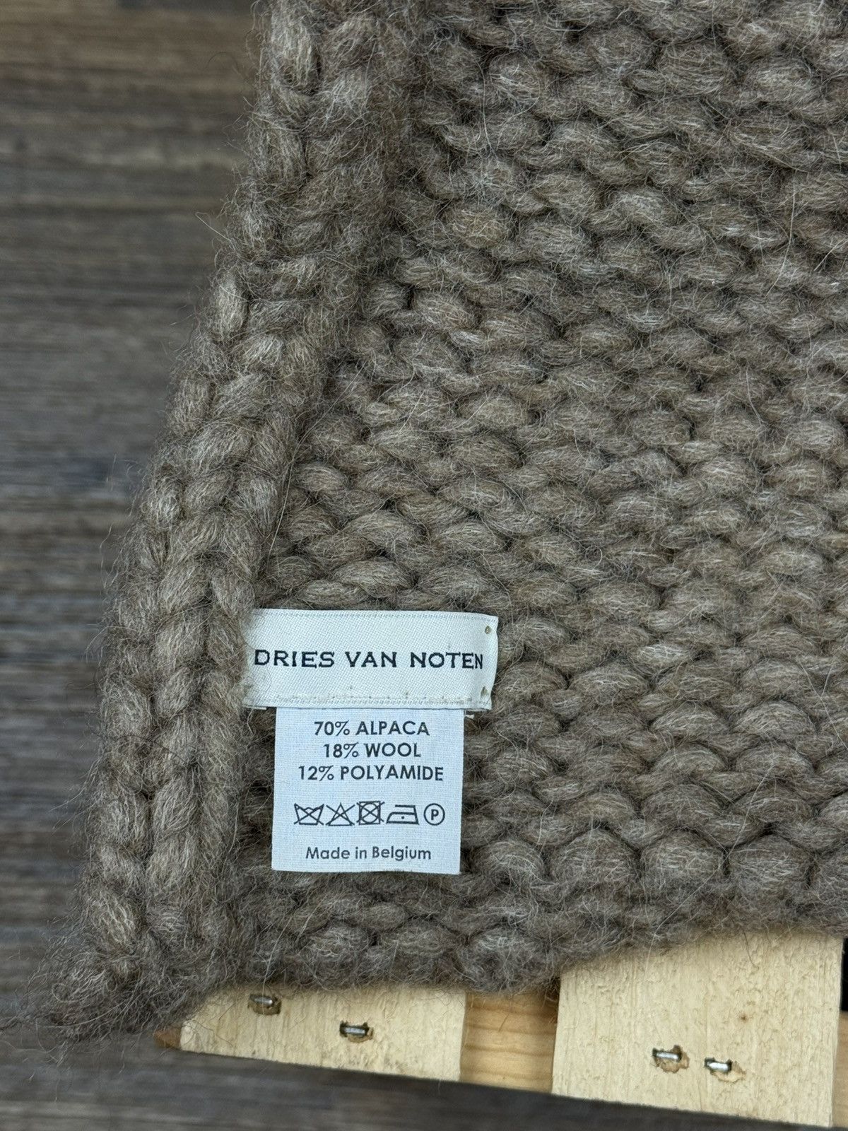 Dries Van Noten Vintage Dries van Noten Knitted Alpaca Beige Scarf Size ONE SIZE - 9 Thumbnail