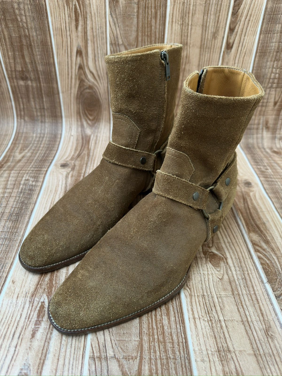 Saint Laurent Paris Hedi Slimane Saint Laurent Wyatt Harness Camel suede Boots Size US 9 / EU 42 - 2 Thumbnail