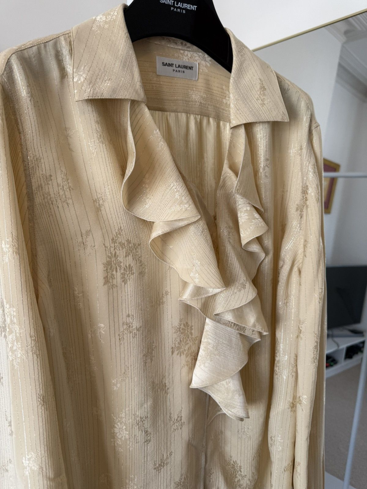 Saint Laurent Paris SS22' Saint Laurent Fitted Ruffled Silk Shirt Size US M / EU 48-50 / 2 - 6 Thumbnail