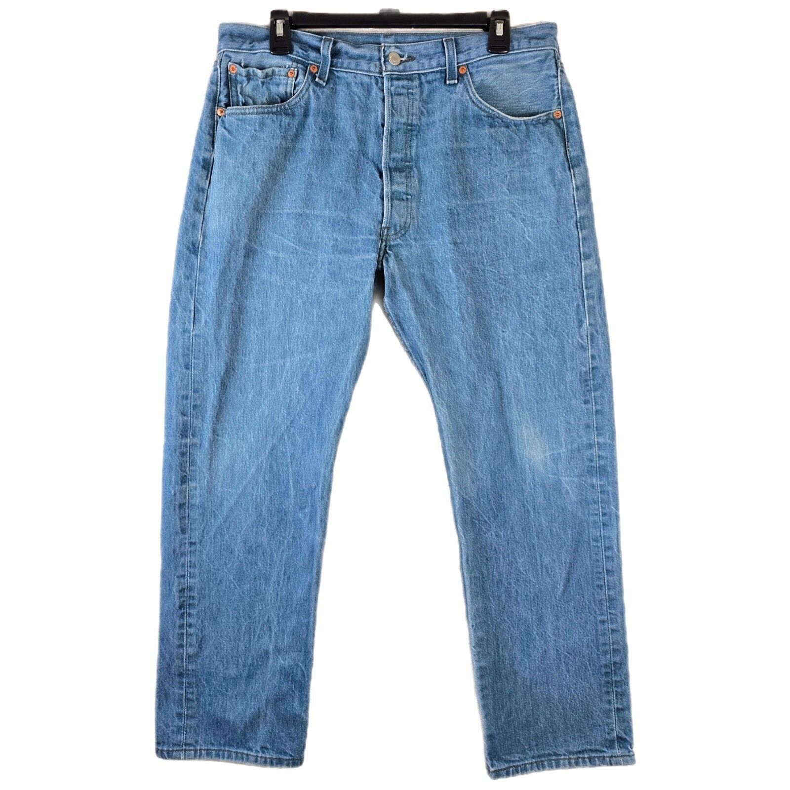 Levi's Levis 501 Denim Jeans Mens 36x32 Aqua Teal Blue (34x28) Size US 36 / EU 52 - 1 Thumbnail