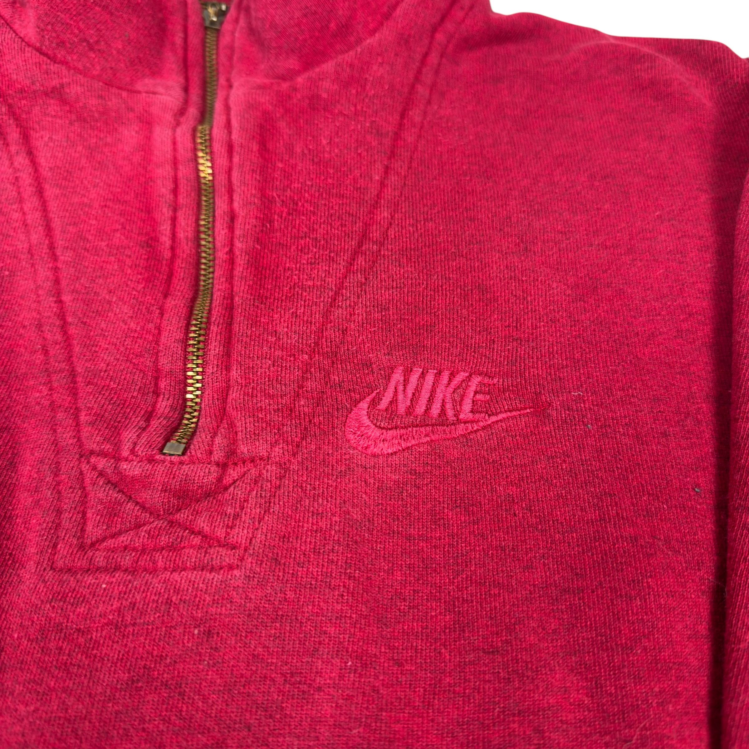 Nike × Vintage Nike Men's Red Cotton Fleece Lined Quatter Zip Sweatshirt S Size US S / EU 44-46 / 1 - 3 Thumbnail