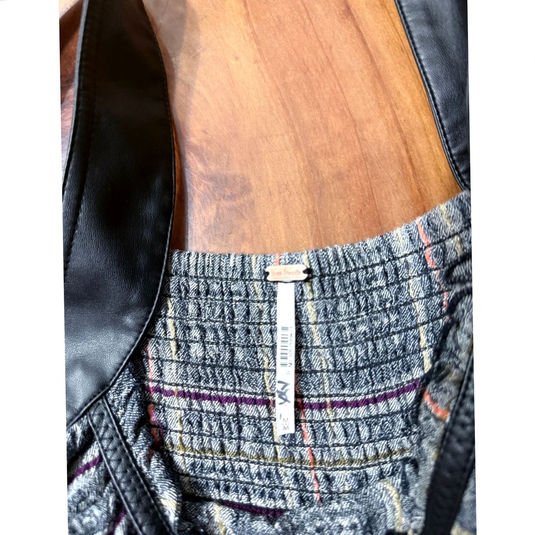 Free People Free People Jumpsuit Plaid Knit Viscose Wide-Leg Sleeveless Square Neck M Gray Bohemian Casual Activewear Womens Size 32" / US 10 / IT 46 - 4 Thumbnail