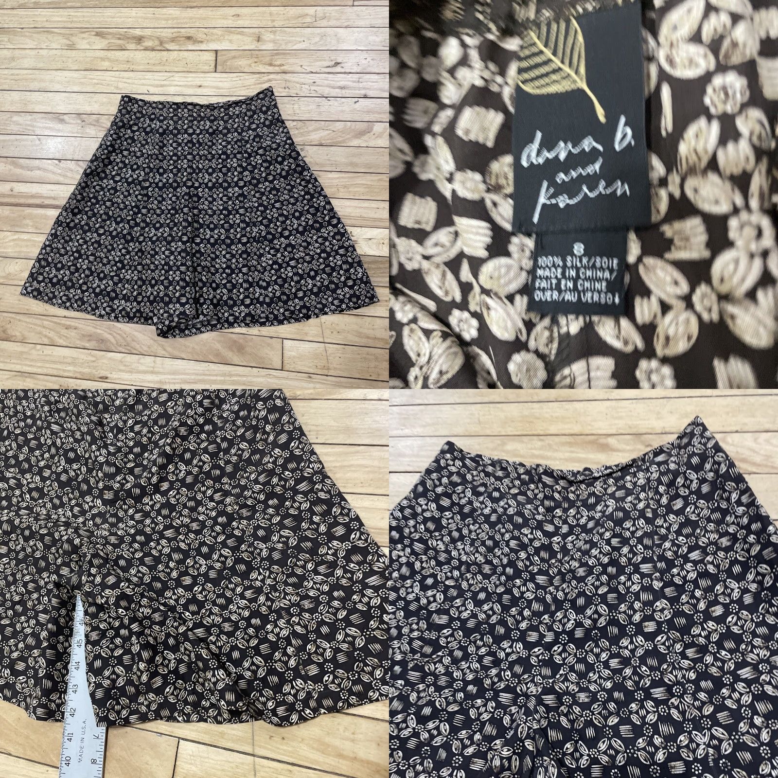 Vintage DANA Silk Floral Geometric Paperbag Shorts Womens 8 Brown Silk 8 Geometric Floral Paperbag Short Womens 8 Brown Size 30" / US 8 / IT 44 - 10 Thumbnail