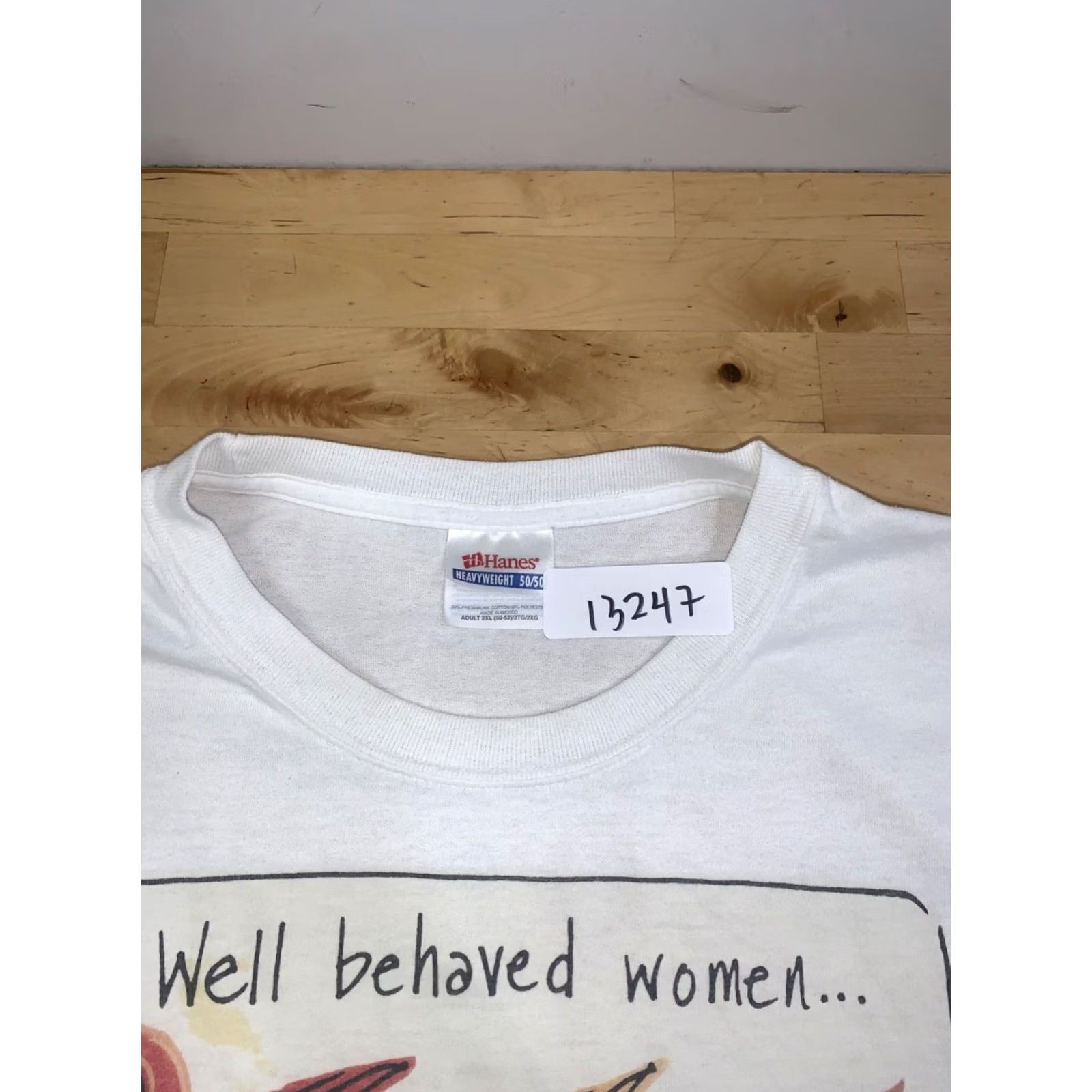 Hanes VINTAGE Hanes Shirt Womens 2XL White Crew Neck Short Sleeve Basic Casual 90s 13247 Size XXL / US 16-18 / IT 52-54 - 3 Thumbnail