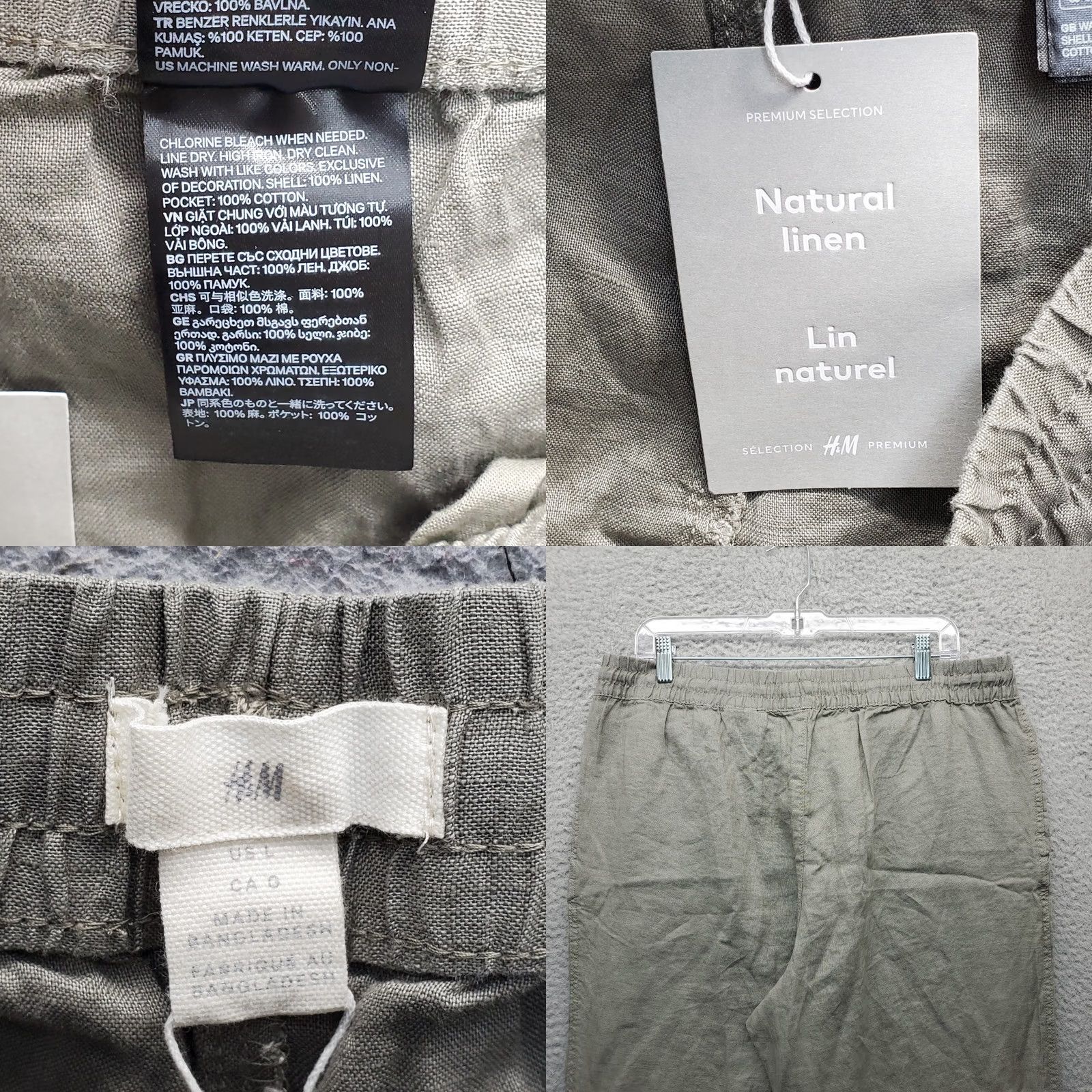 H&M H&M Womens Gray Linen Pants Pull-On Relaxed Fit Drawstring Waist Size L Size 36" / US 14 / IT 50 - 8 Thumbnail