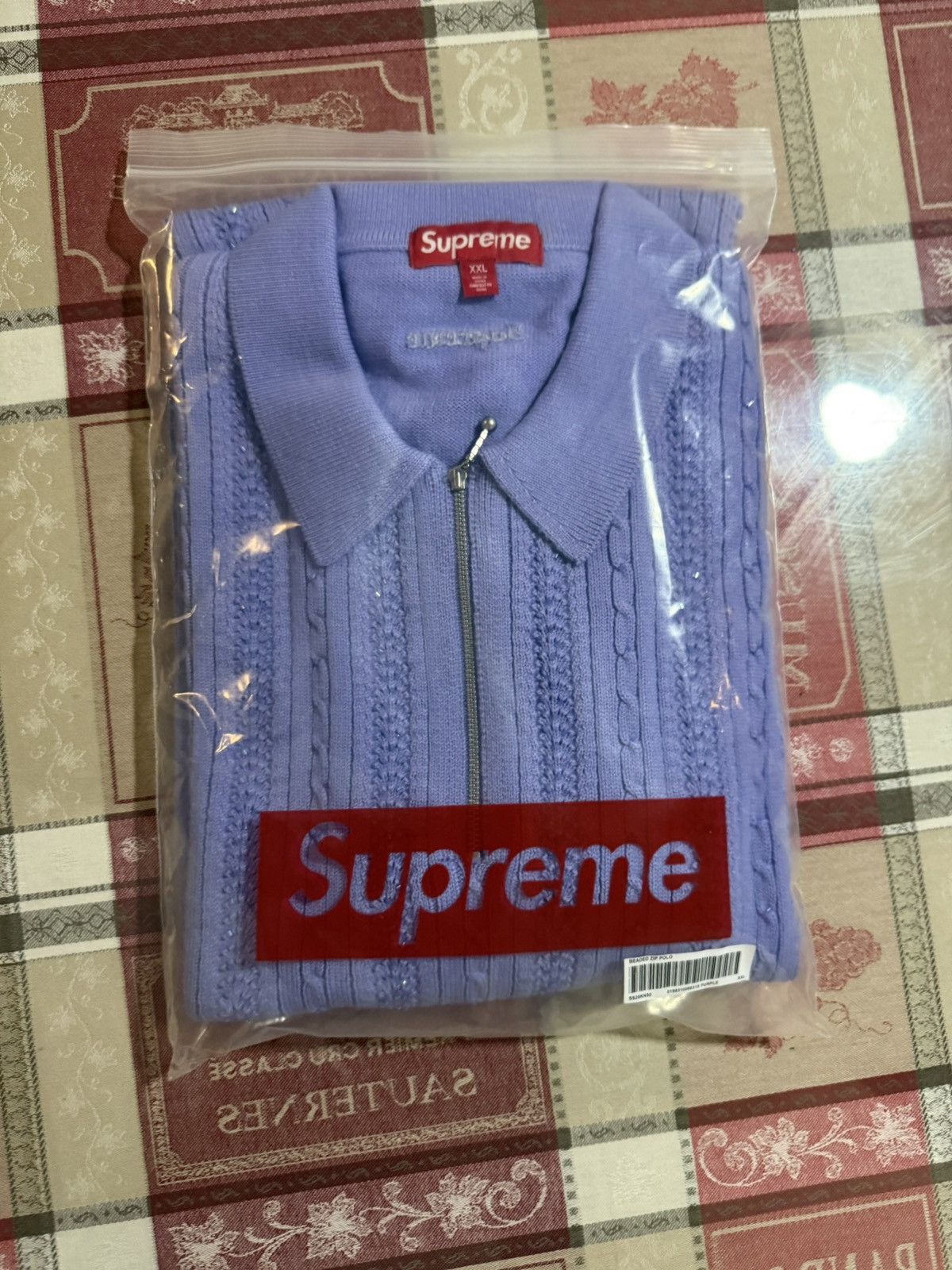 Supreme Supreme Beaded Zip Polo Size XXL Lavender SS26 Embroidered Size US XXL / EU 58 / 5 - 4 Thumbnail