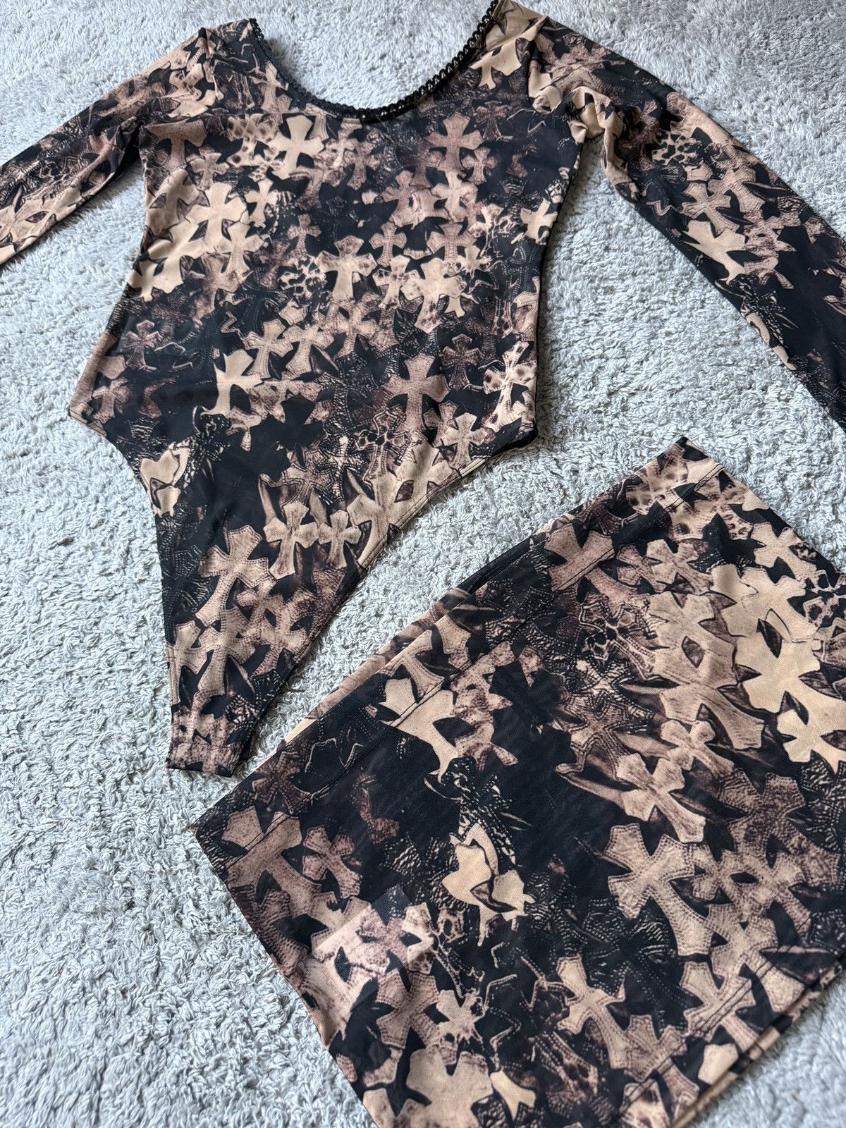 Chrome Hearts Chrome Hearts cross print mesh body & skirt Size S / US 4 / IT 40 - 2 Thumbnail