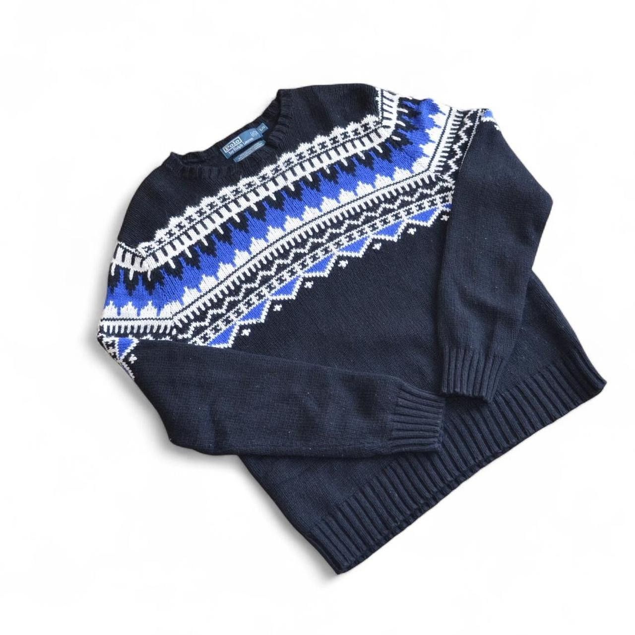 Polo Ralph Lauren Polo Ralph Lauren L black blue fair isle crewneck sweater Size US L / EU 52-54 / 3 - 3 Thumbnail