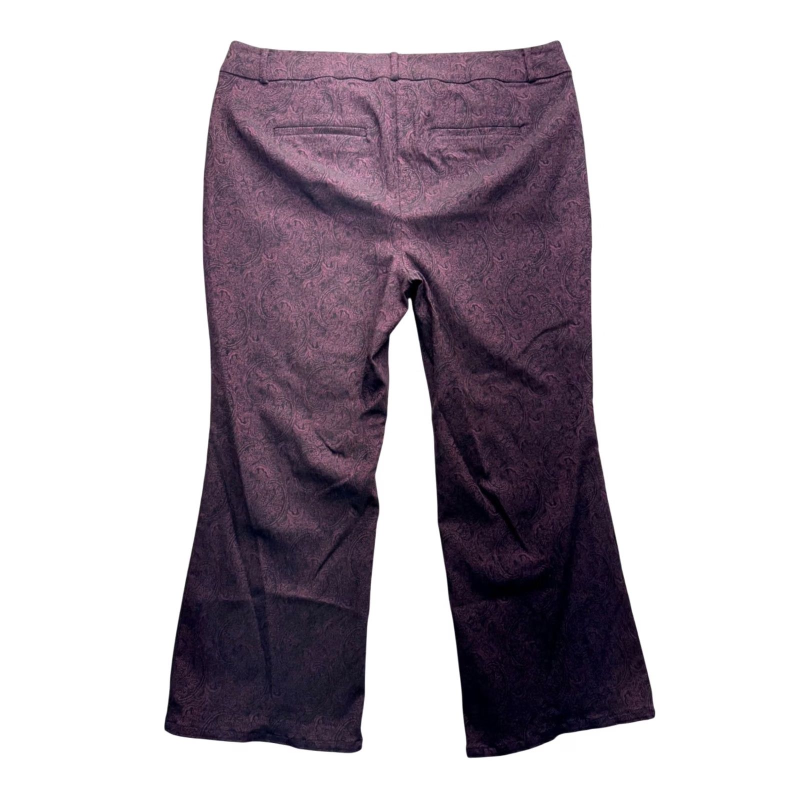 Vintage Lane Bryant Pants Womens 20 Black The Allie 20R Paisley Stretch Purple 148B Size 42" / US 20 - 2 Thumbnail