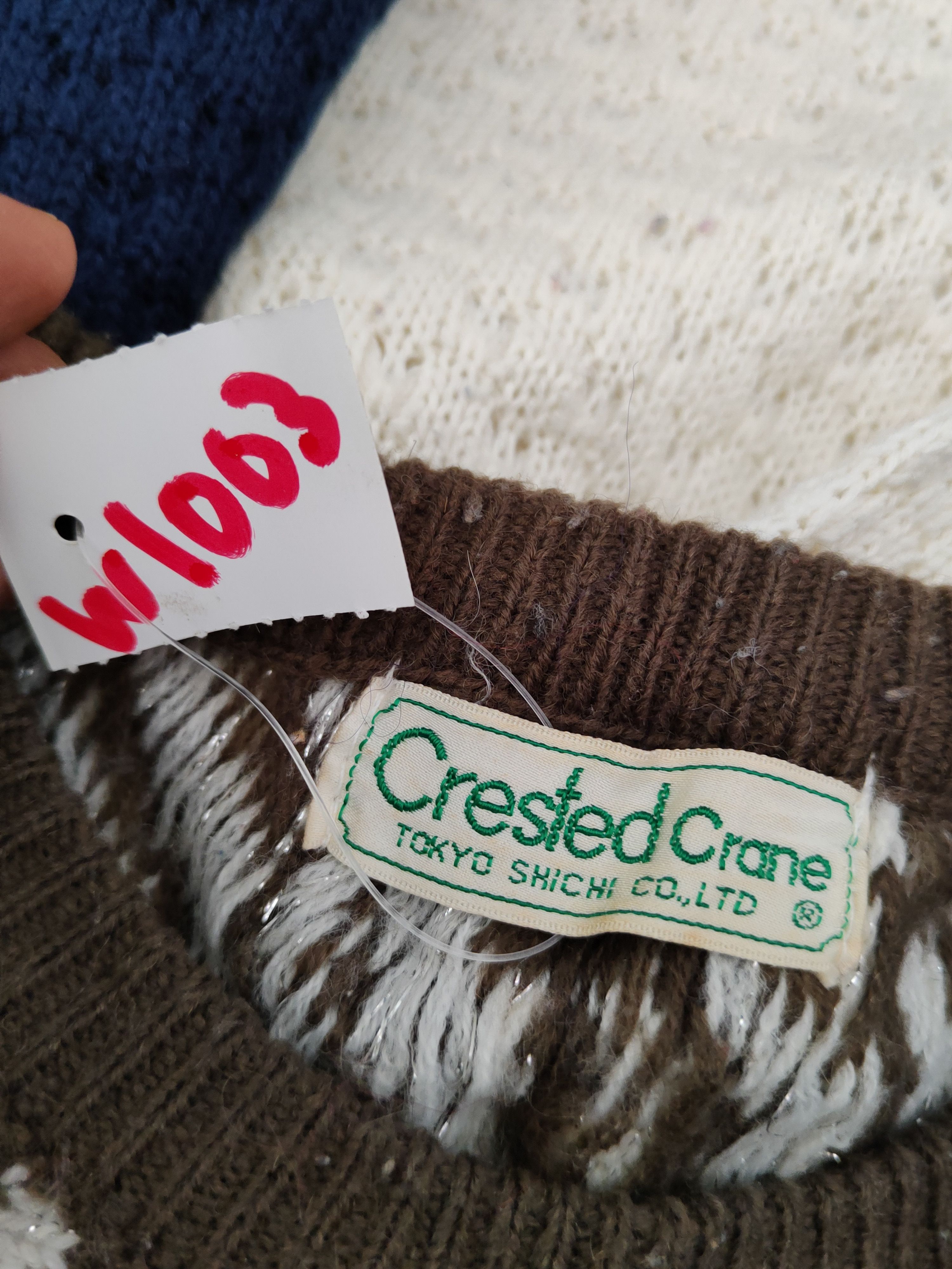 Homespun Knitwear Crested Crane Olive Knitwear Sweatshirts #W1003 Size US S / EU 44-46 / 1 - 11 Thumbnail