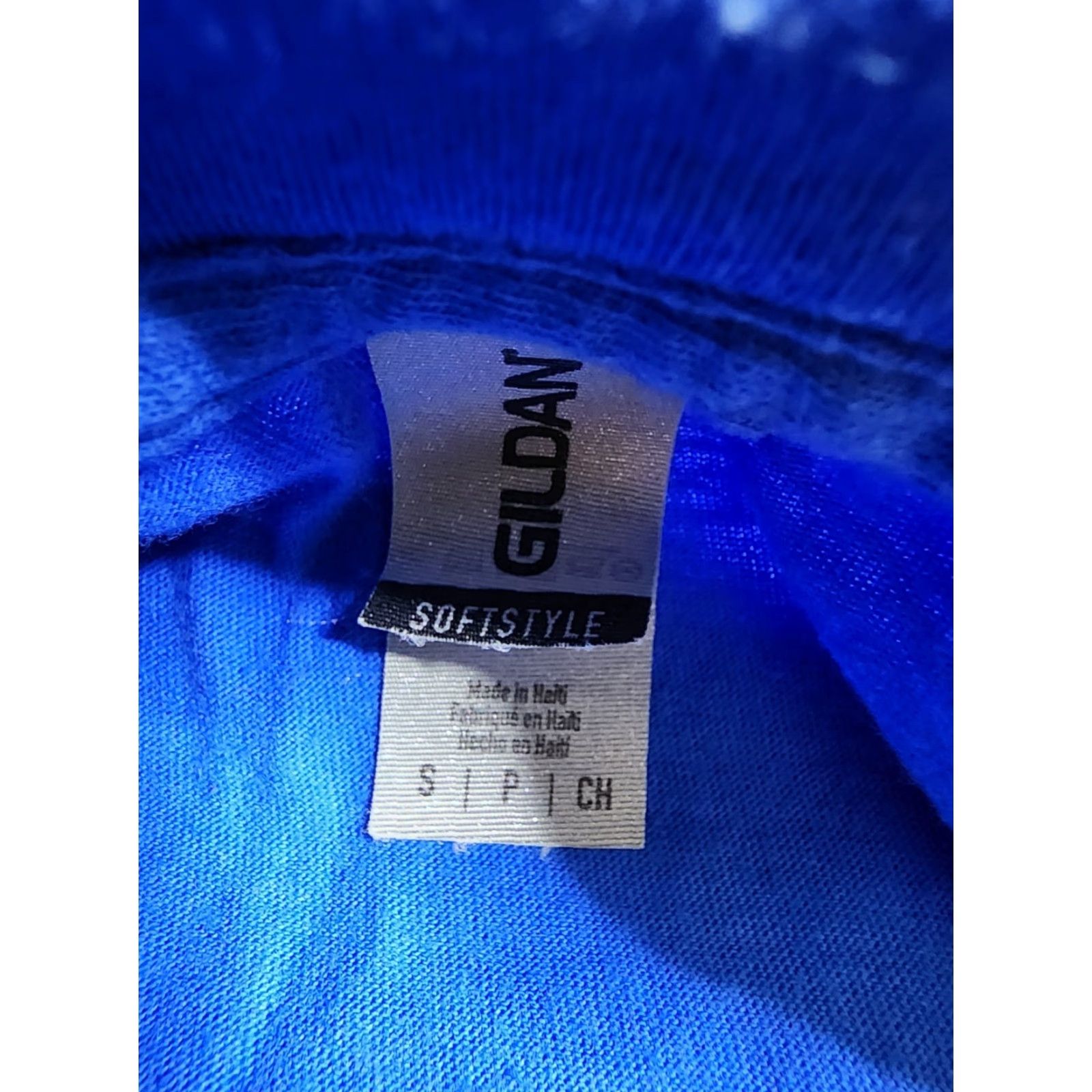 Gildan Mens S T-Shirt Unisex Adults Blue Cotton Blend Double-Sided Logo Gildan Bevo? Size US S / EU 44-46 / 1 - 4 Thumbnail