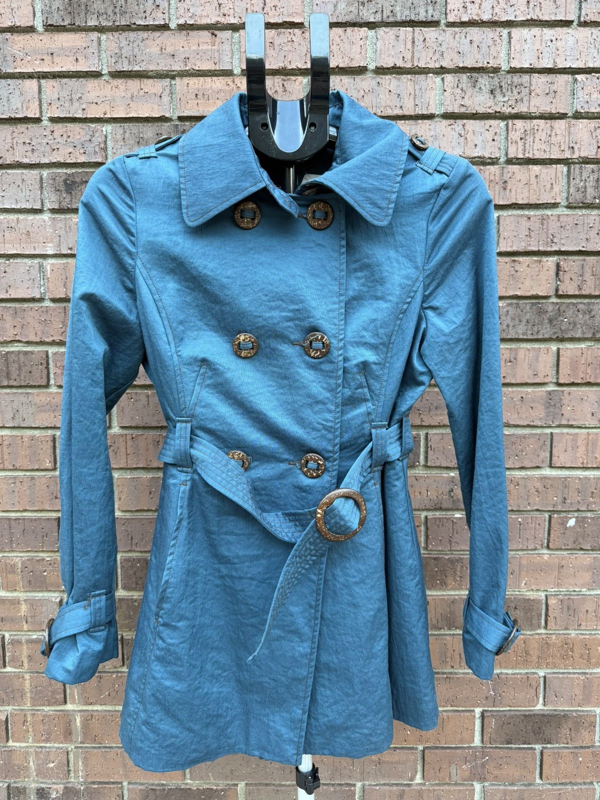 Other Ambition Double Breasted Trench Coat Teal Belt Women Small Size S / US 4 / IT 40 - 2 Thumbnail