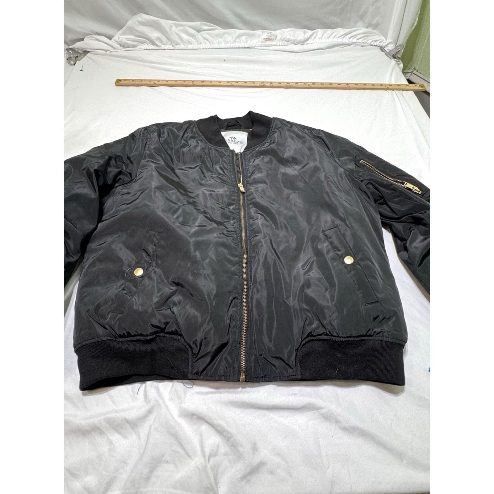 Vintage MAREZZI COUTURE Jacket XL Black Bomber Style Gold Full Zip Orange Interi Size XL / US 12-14 / IT 48-50 - 2 Thumbnail