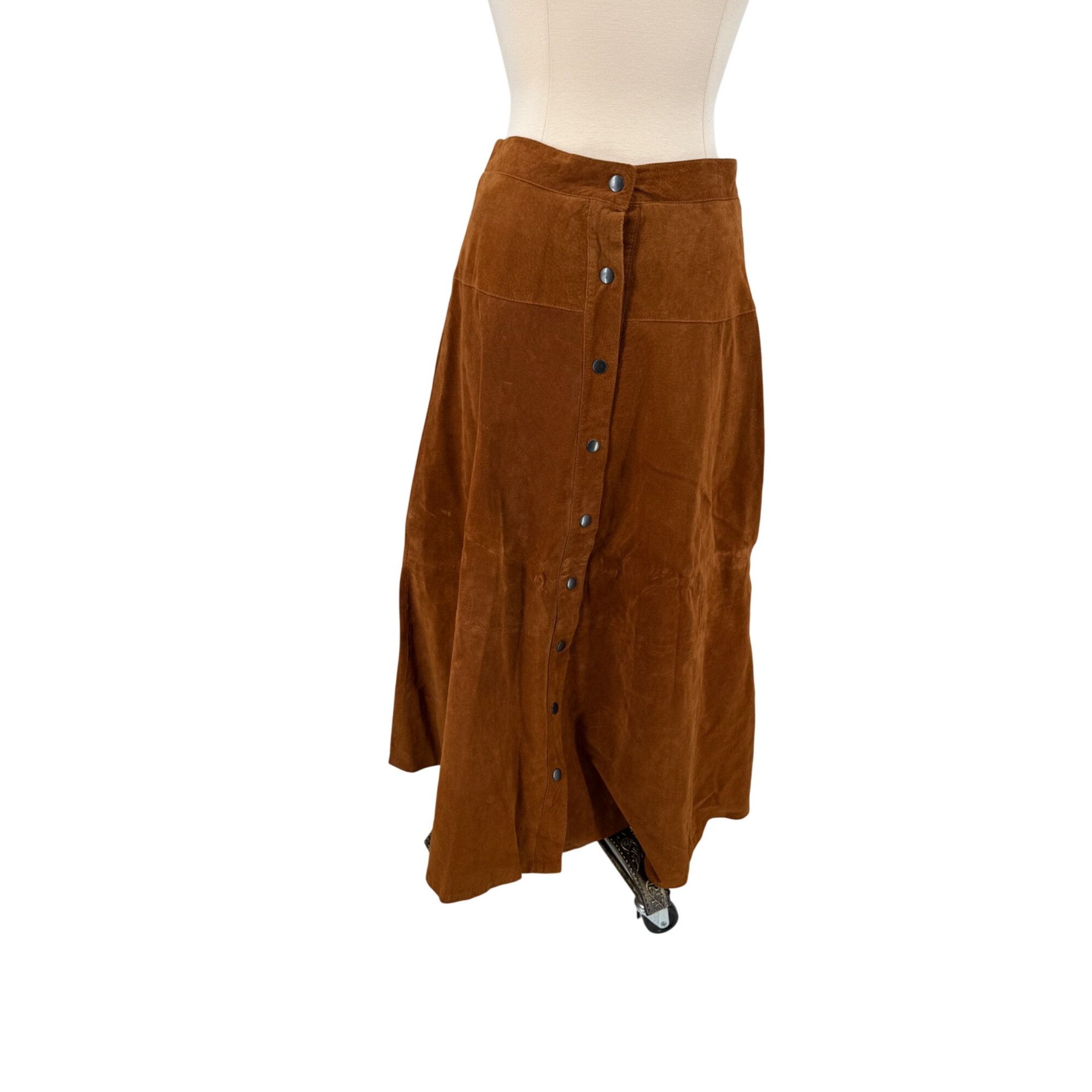 Other Vintage Brown Leopard Print Vest & Suede Skirt Set Button De Size 28" / US 6 / IT 42 - 11 Thumbnail