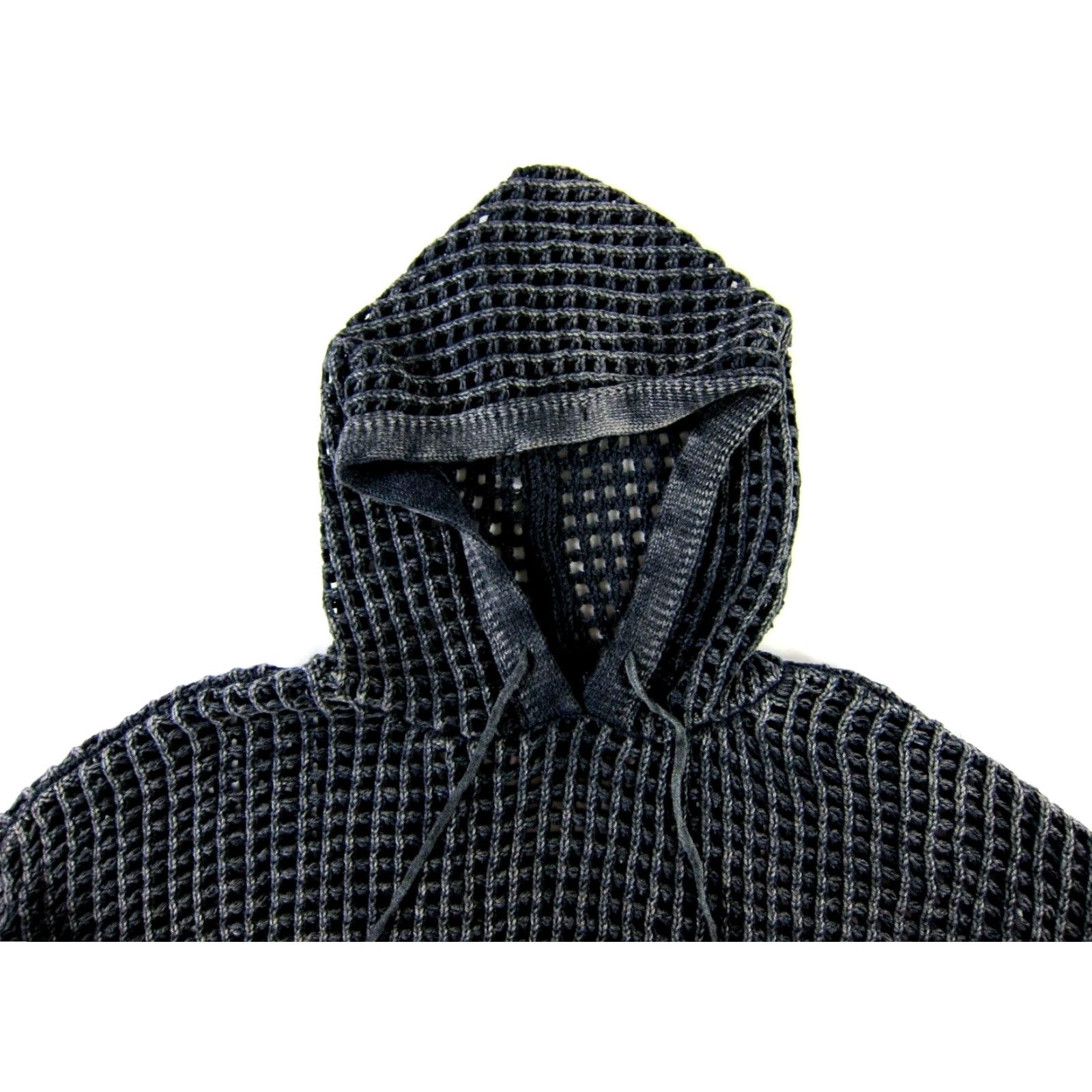 Vintage Arizona Jean Co Sweater Hooded Open Knit Pullover Crop Washed Black XL NWT Size XL / US 12-14 / IT 48-50 - 3 Thumbnail