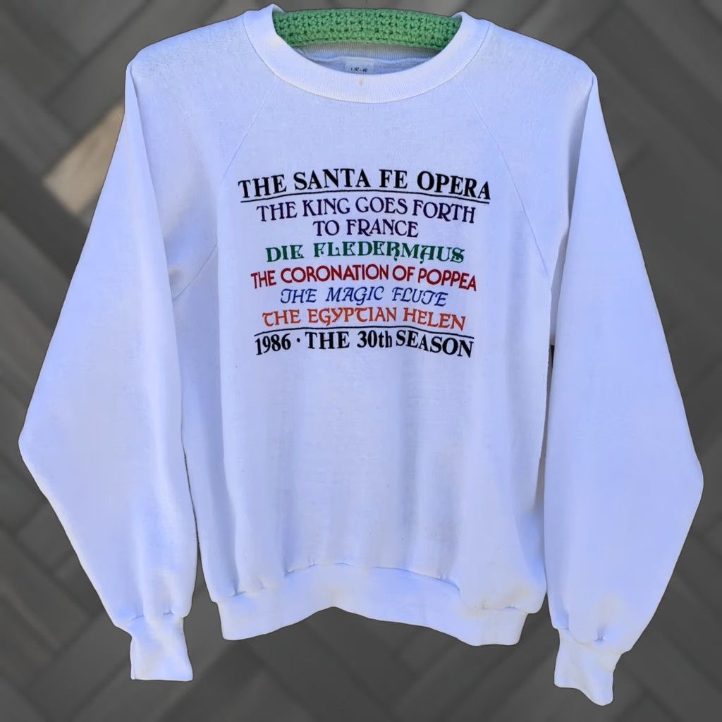 Vintage VINTAGE Healthknit The Santa Fe Opera 1986 The 30th Season raglan sweatshirt 1980s size L White Unisex Adults Sweatshirt 80s Opera Size US L / EU 52-54 / 3 - 1 Thumbnail