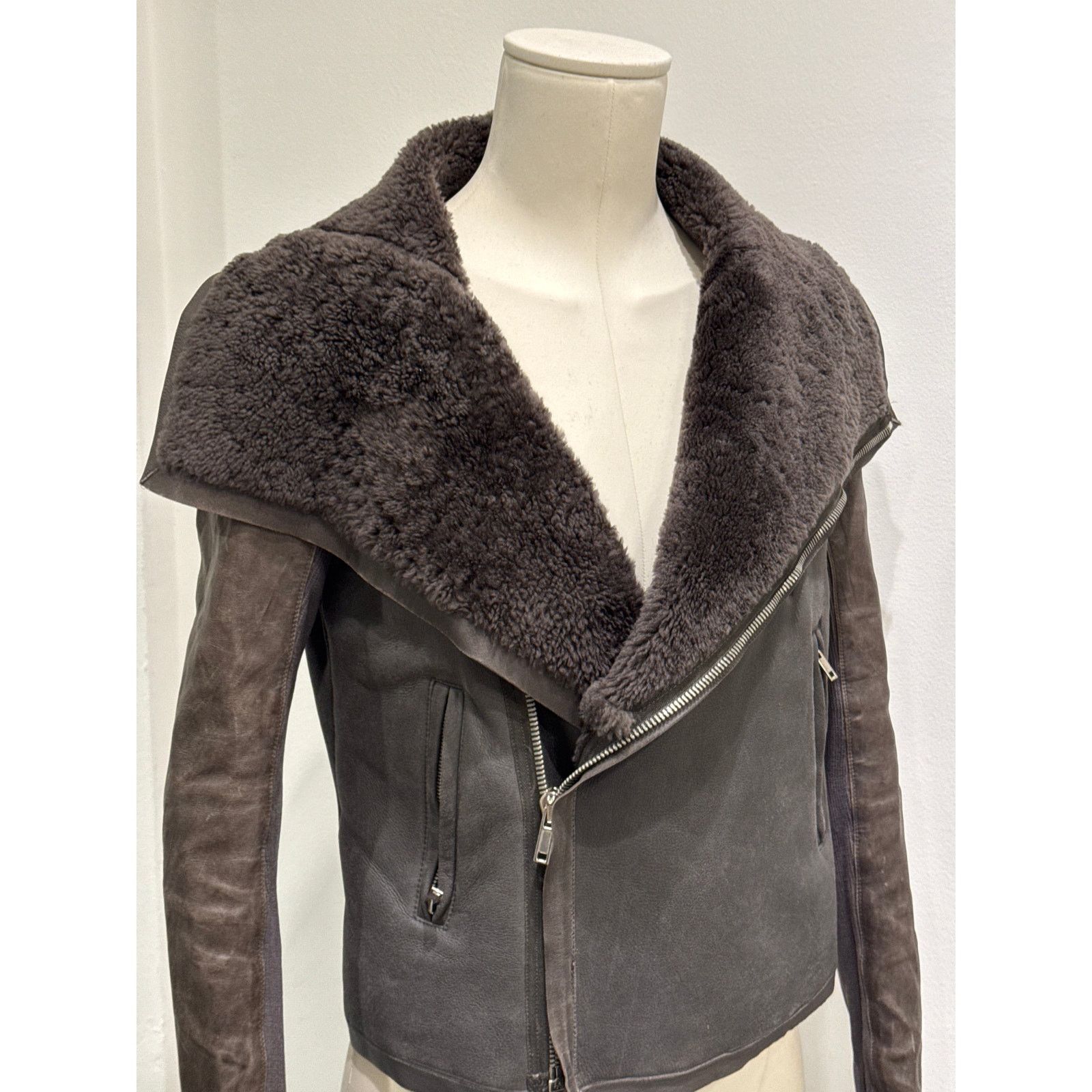 Rick Owens 2010s Rick Owens leather shearling jacket Size US S / EU 44-46 / 1 - 4 Thumbnail