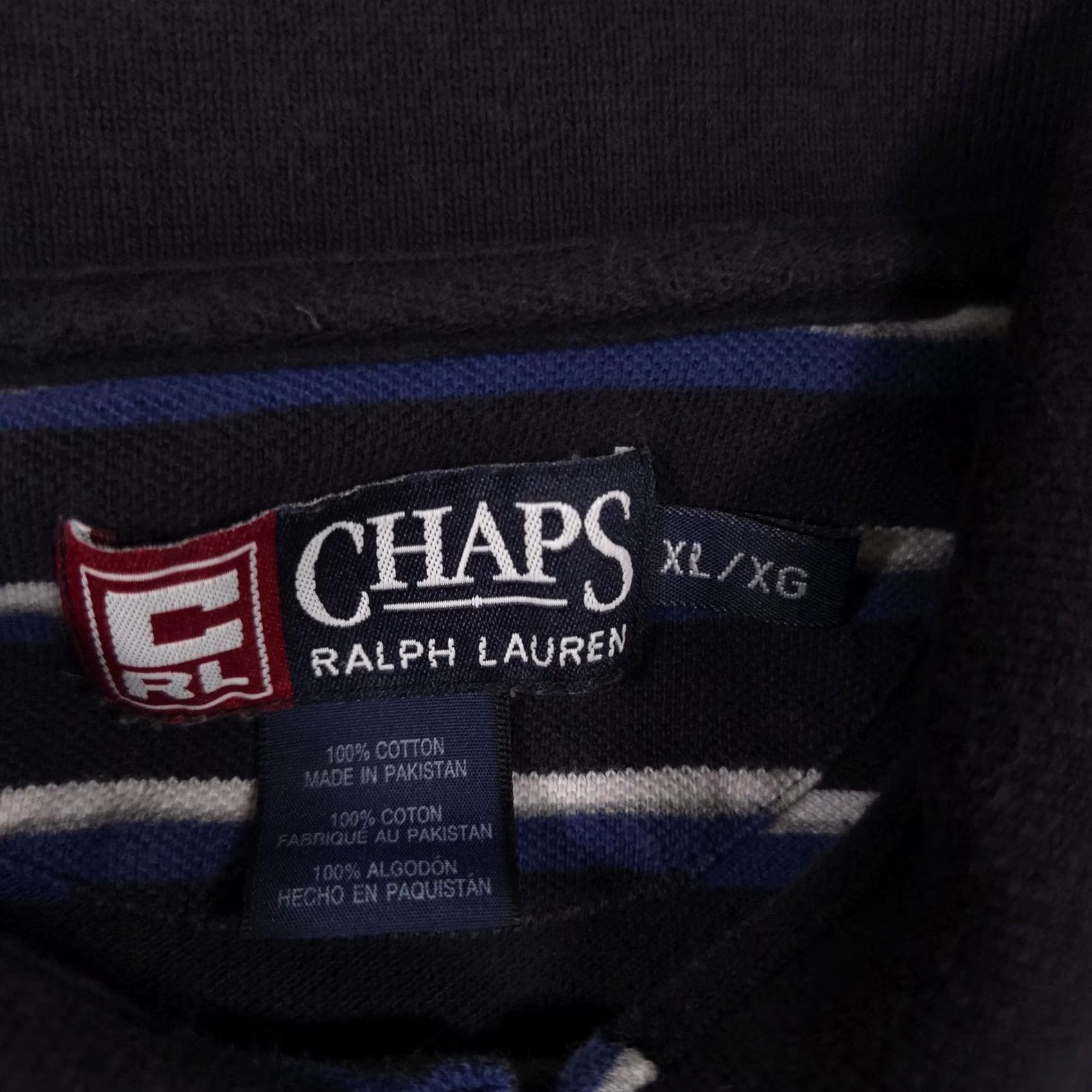 Chaps Chaps Ralph Lauren Polo Shirt Mens XL Navy Blue Striped Cotton Knit Shirt Size US XL / EU 56 / 4 - 5 Thumbnail