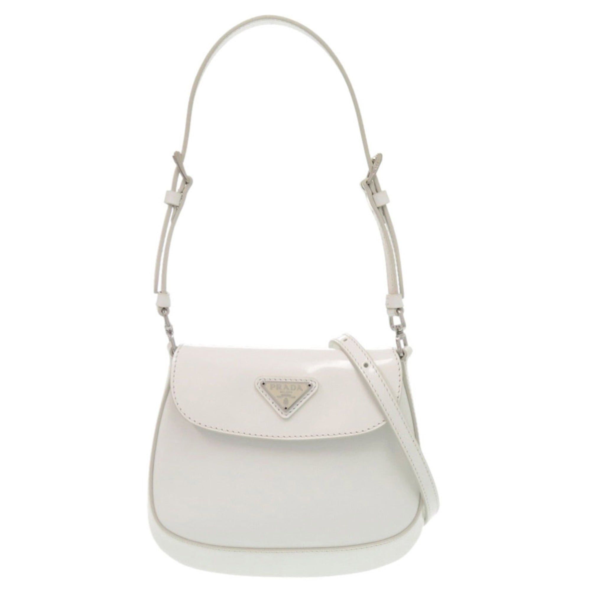 Prada Unused Prada SPAZZOLATO 1BH188 Triangle Logo Leather White 2-Way Shoulder Bag 0372PRADA Size ONE SIZE - 1 Thumbnail