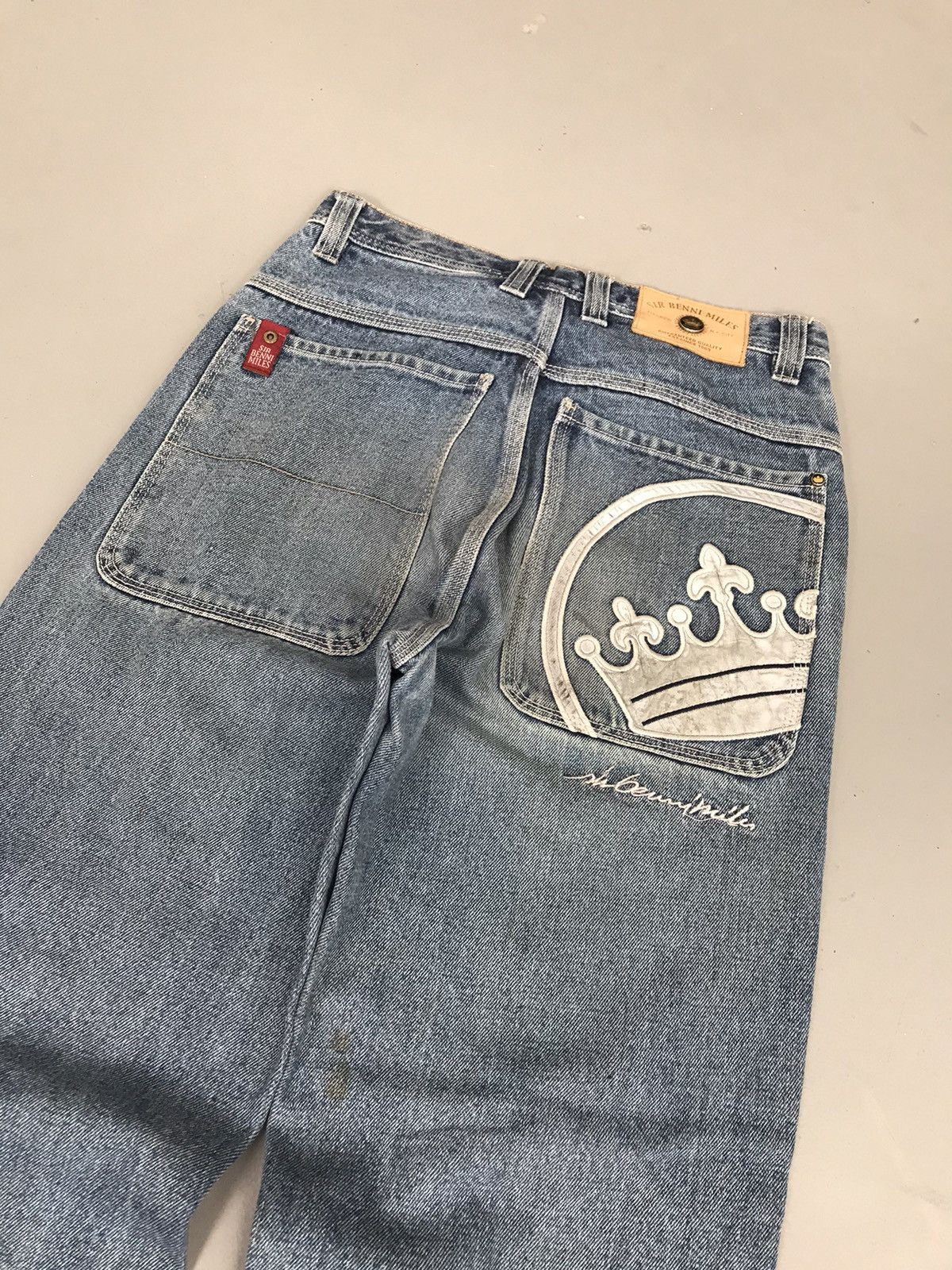 JNCO × Southpole × Vintage Vintage sir Benny miles crown embroidered denim Size US 29 - 8 Thumbnail