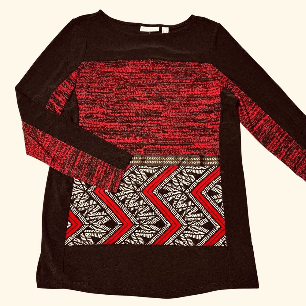 Other NWT New Susan Graver Black Red Long Sleeve Top Size S Size S / US 4 / IT 40 - 5 Thumbnail
