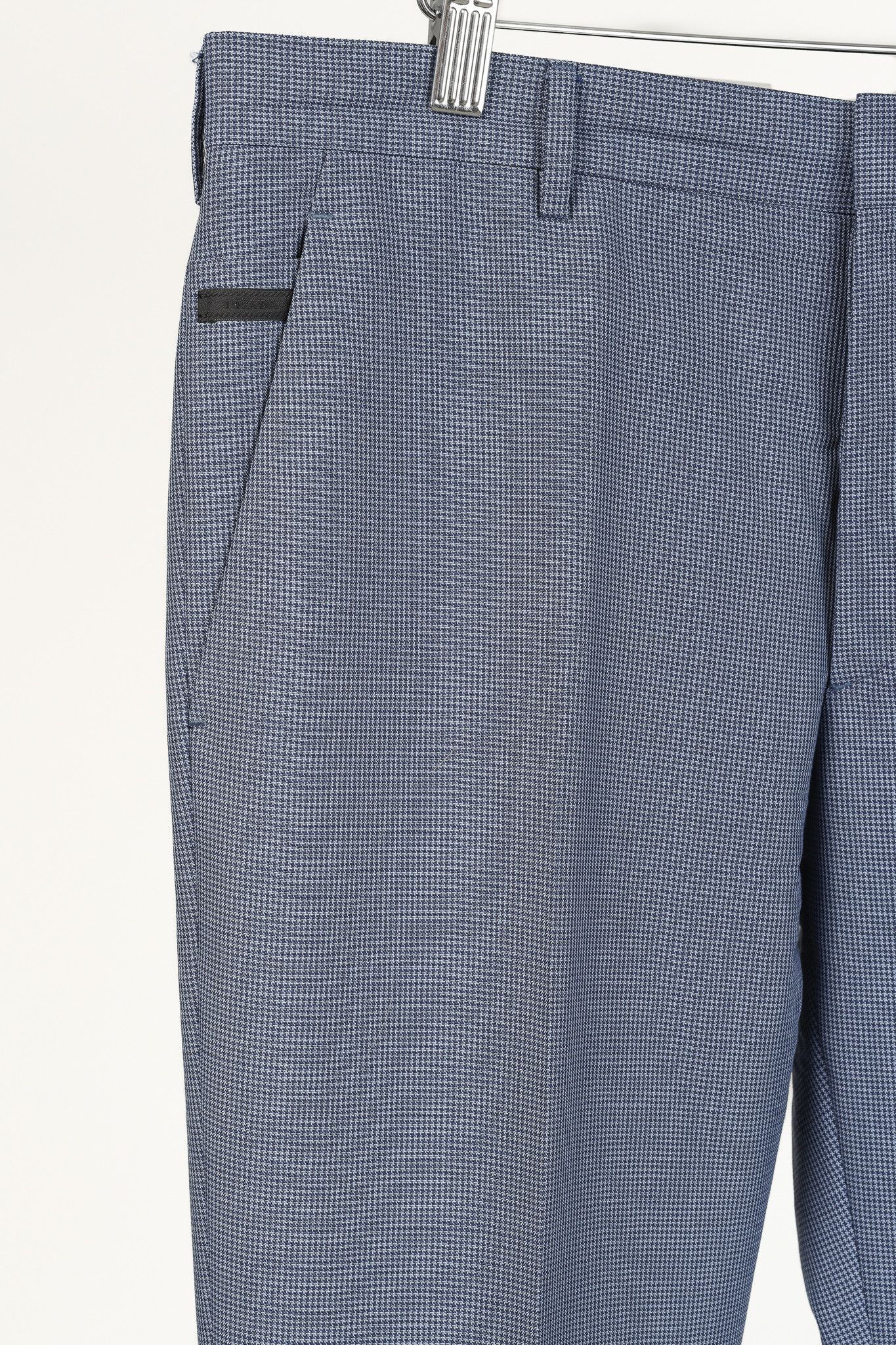 Prada Prada Blue-Micro-Houndstooth Virgin Wool Cuffed Trousers Size 34R - 5 Thumbnail
