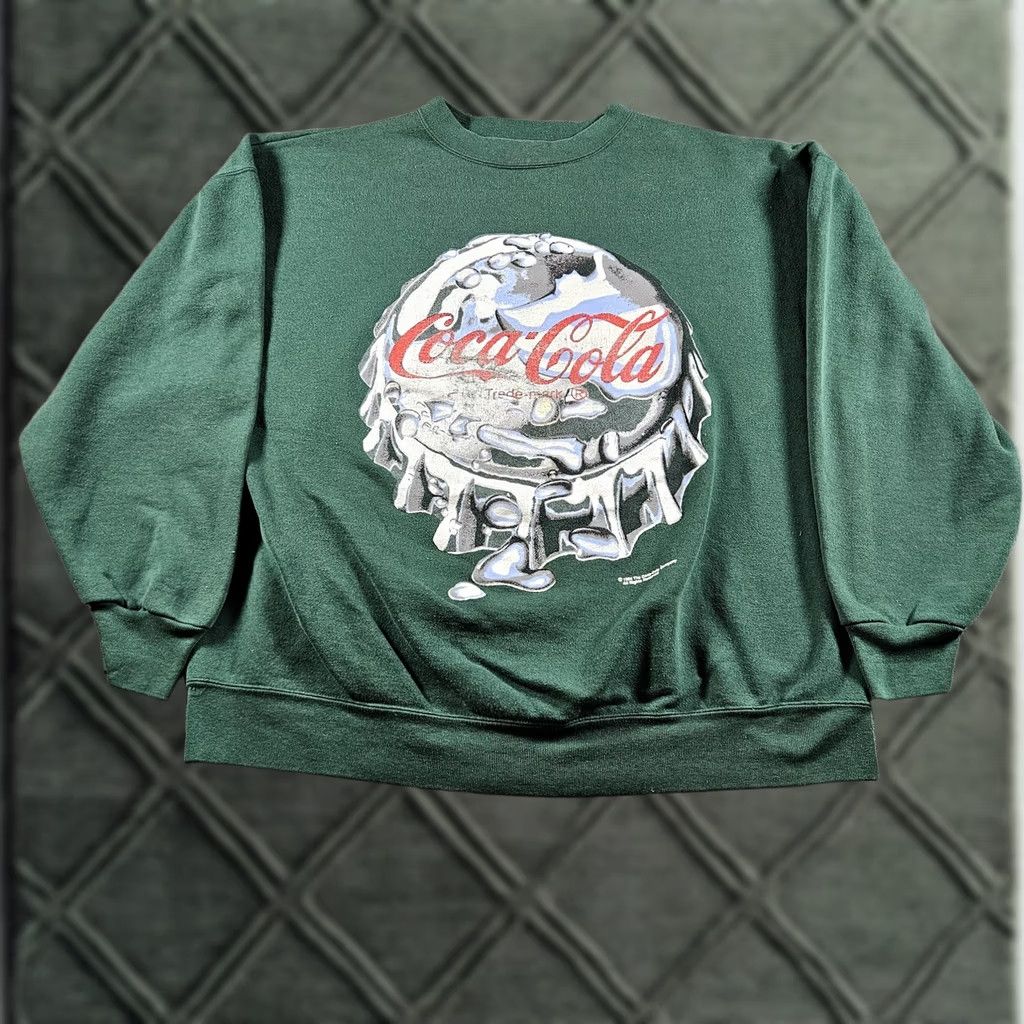 Vintage VINTAGE Coca-Cola Sweatshirt Mens Large Green 1993 Graphic Crewneck Pullover Size US L / EU 52-54 / 3 - 1 Thumbnail
