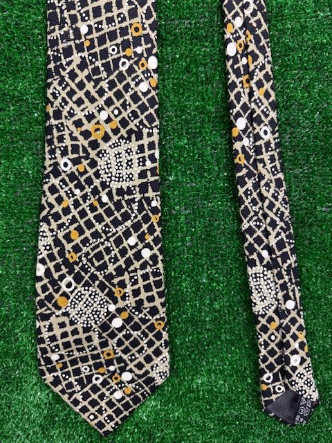 Cerruti 1881 × Vintage Cerruti 1881 100% Silk Black Gold Tie Size ONE SIZE - 6 Thumbnail