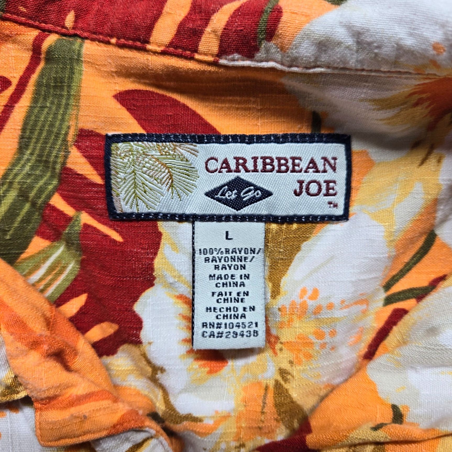 Vintage VINTAGE Caribbean Joe Shirt Floral Hawaiian Short Sleeve 100% Rayon Adult Men L Orange 90s Hawaiian Mens Size US L / EU 52-54 / 3 - 3 Thumbnail