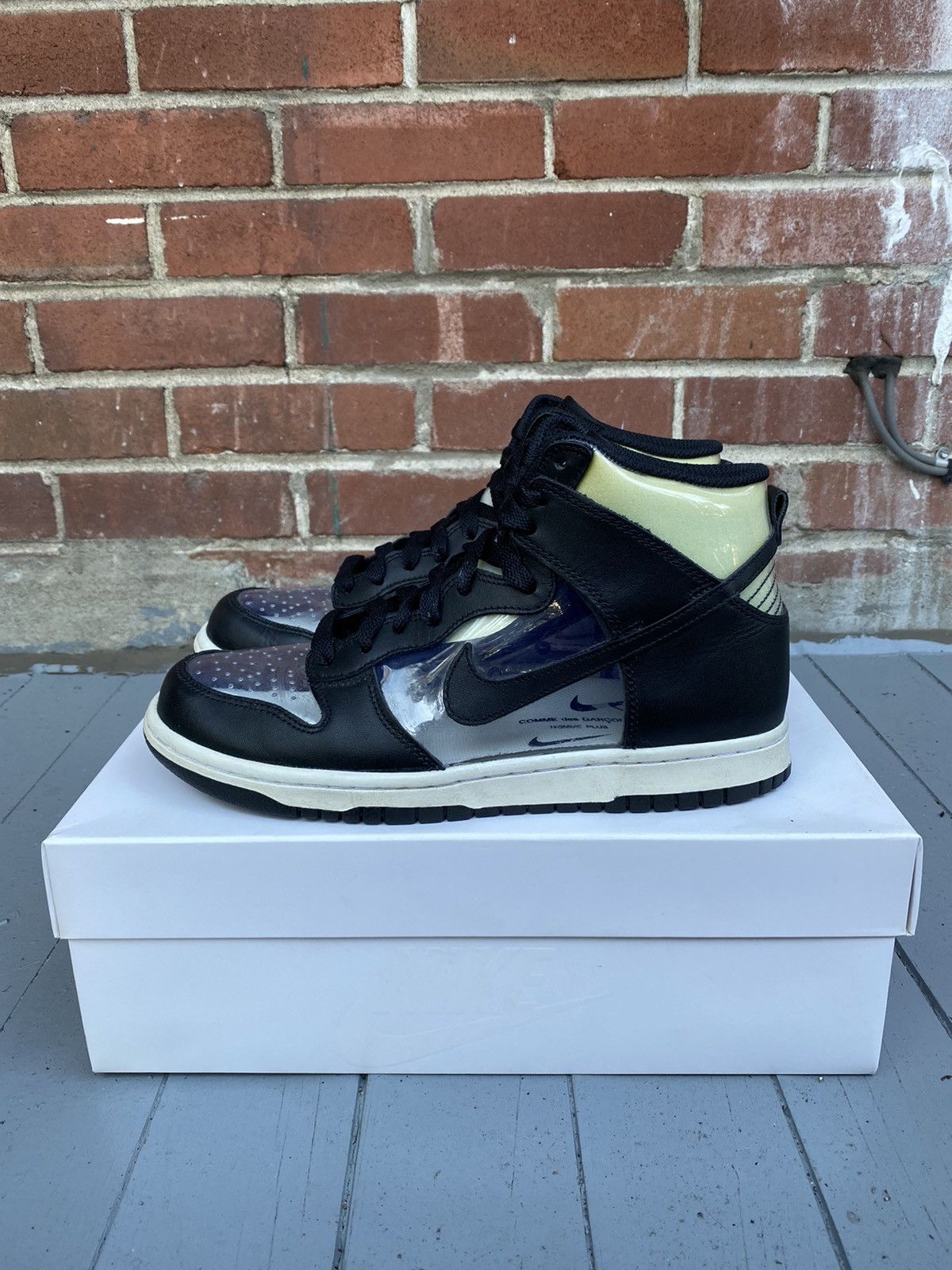 image of Comme Des Garcons Homme Plus x Nike Dunk Hi Retro Cdg Shoes in Black, Men's (Size 8)