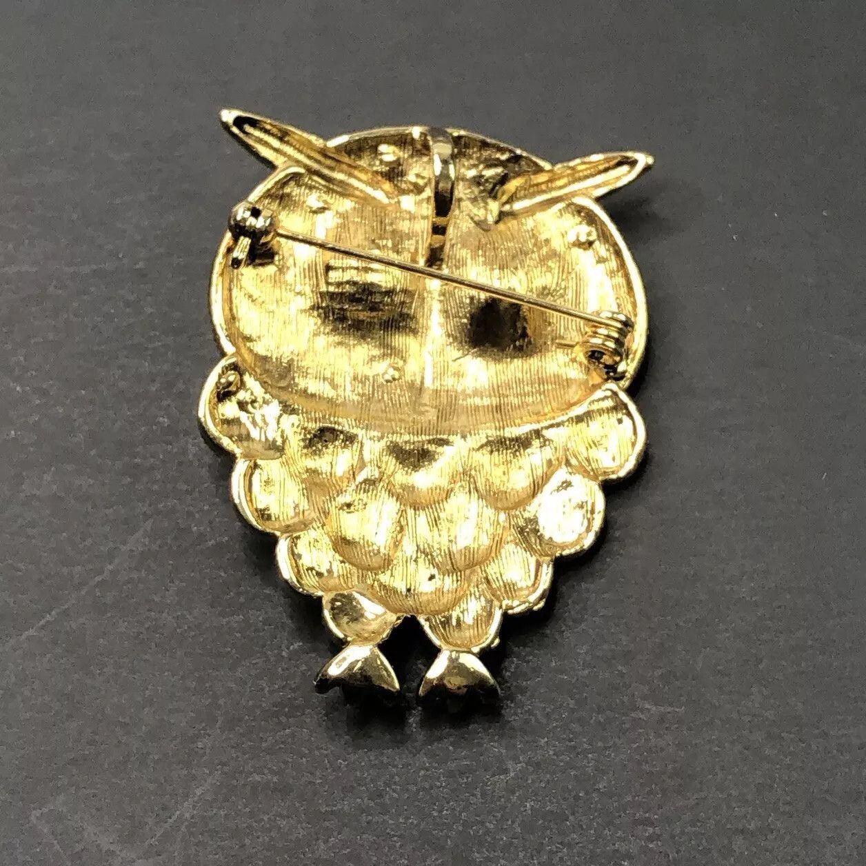 Other Inlayed Amber Crystal Rhinestones Owl Brooch Pin Pendant Size ONE SIZE - 3 Thumbnail