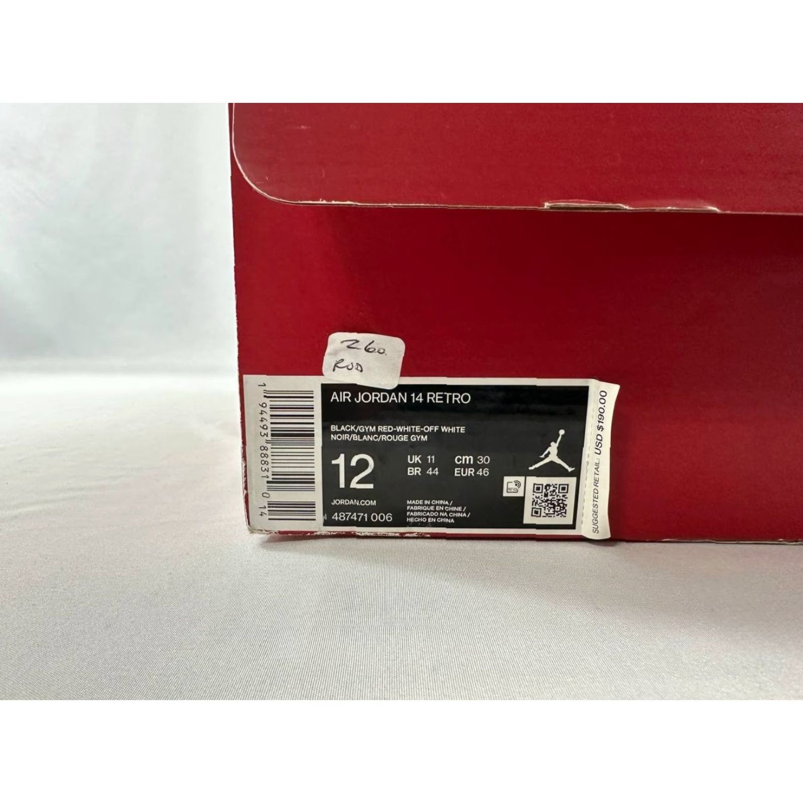 Jordan Brand Nike Air Jordan 14 Retro Gym Red Sneaker 12 Men Box Only 487471-006 Size US 12 / EU 45 - 8 Thumbnail