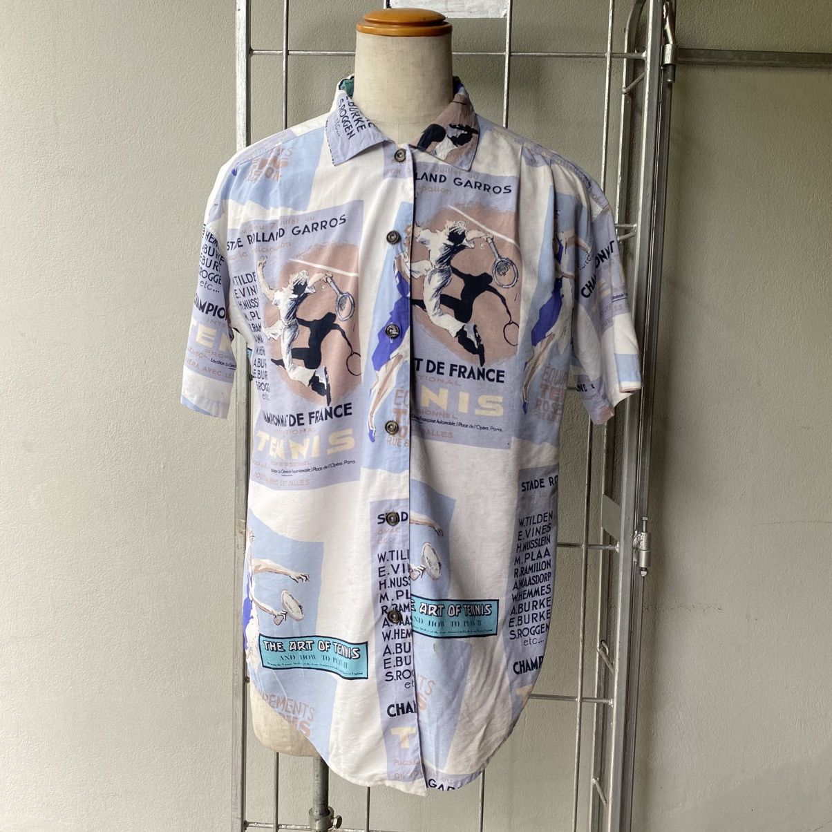 Japanese Brand Jose Allen Coquille Tennis Print Shirt Size US L / EU 52-54 / 3 - 13 Thumbnail