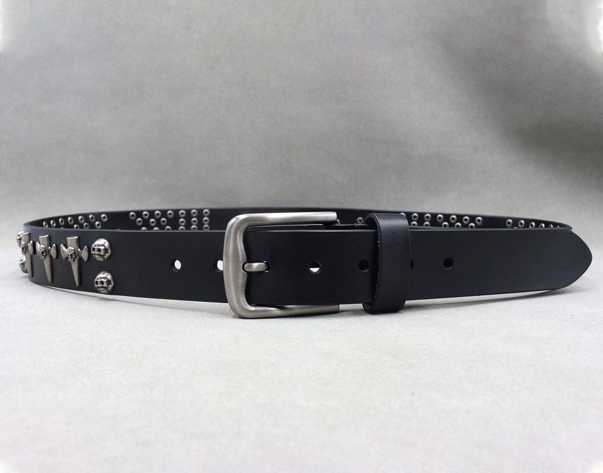 Japanese Brand × Vintage Retro punk skull cross studded rivet leather rock belt Size ONE SIZE - 2 Thumbnail