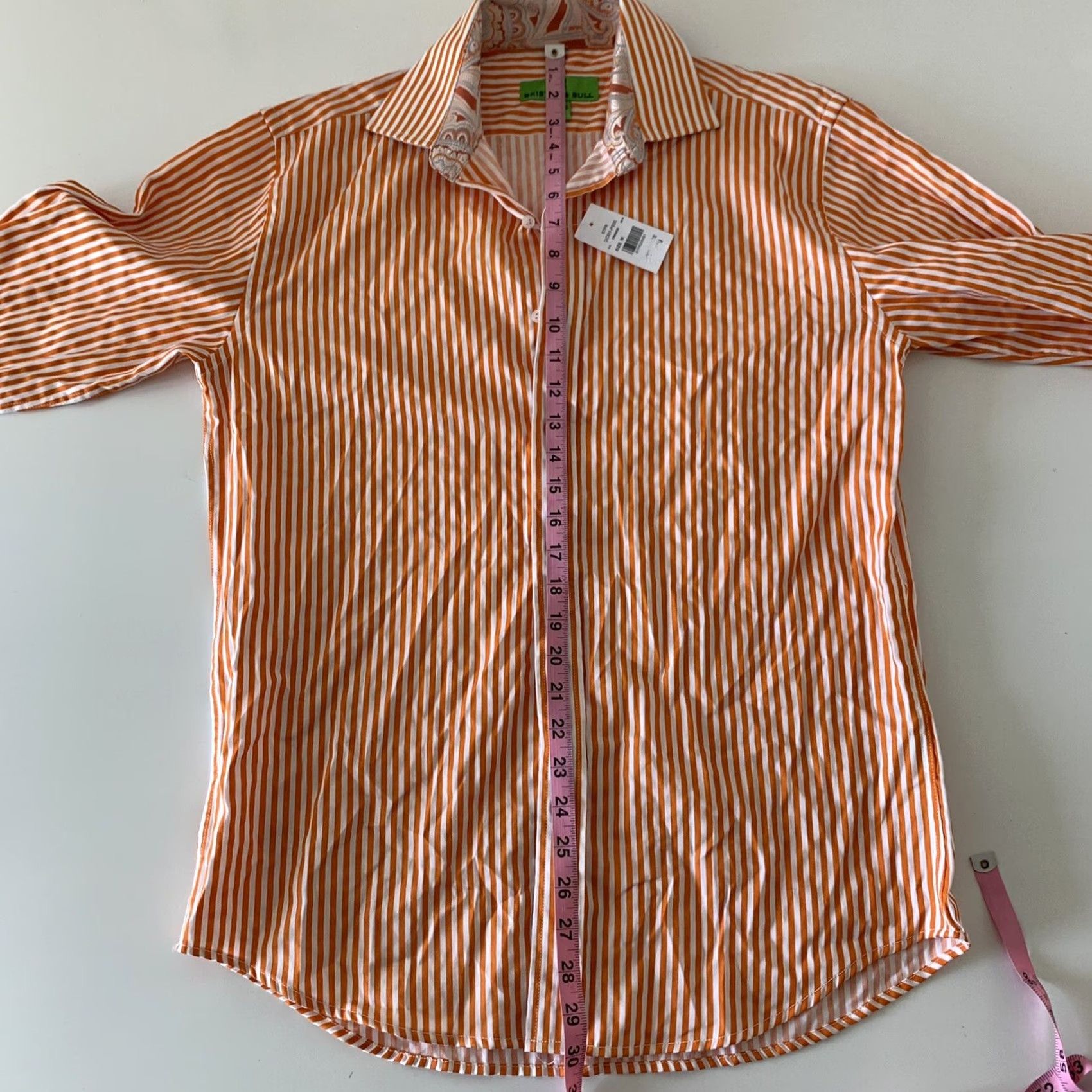 Vintage Bristol & Bull Shirt Striped Long Sleeve Button-Up Men's M Orange Size US M / EU 48-50 / 2 - 5 Thumbnail