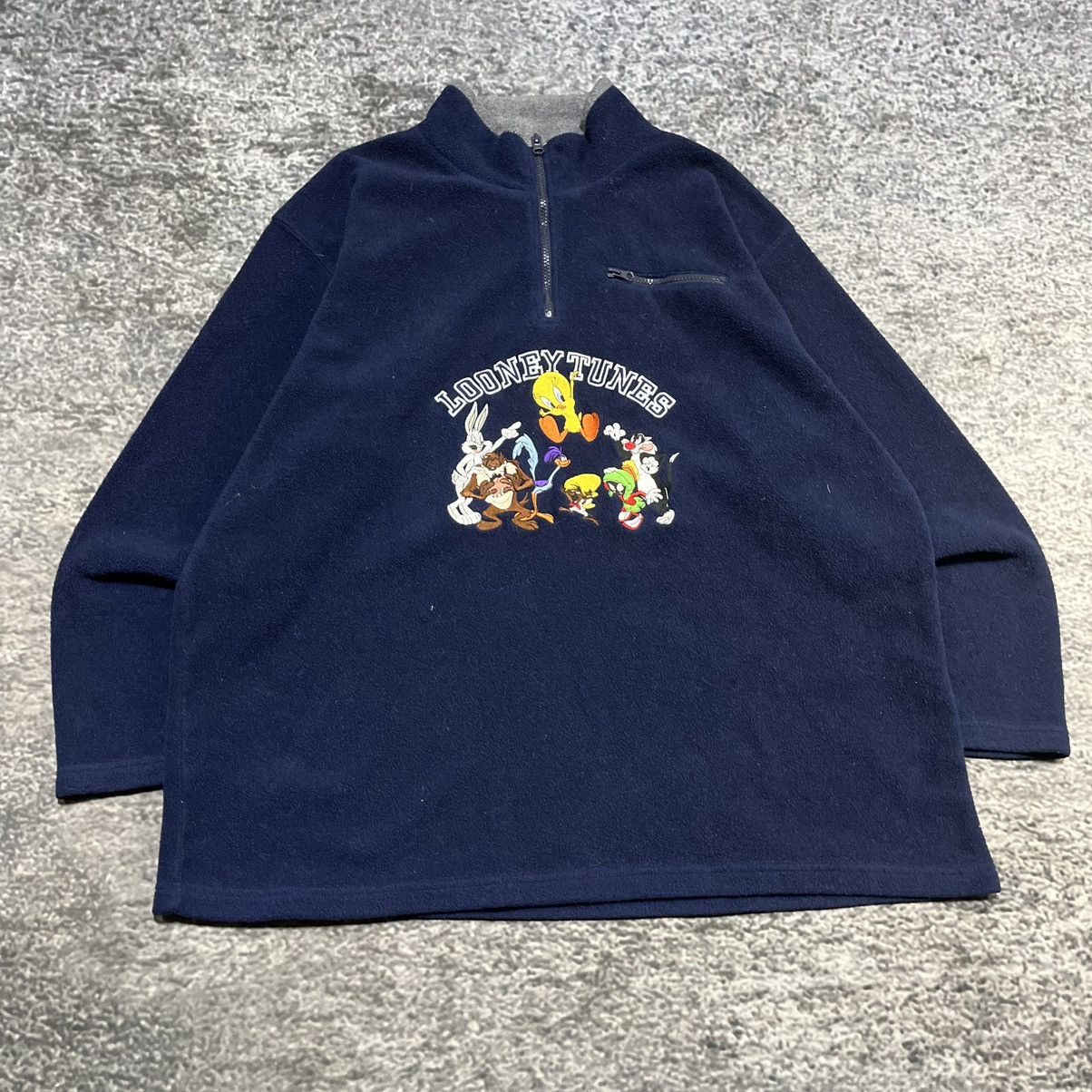 Warner Bros Vintage 90s Looney Tunes Embroidered 1/4 Zip Fleece Sweater Size US XXL / EU 58 / 5 - 3 Thumbnail