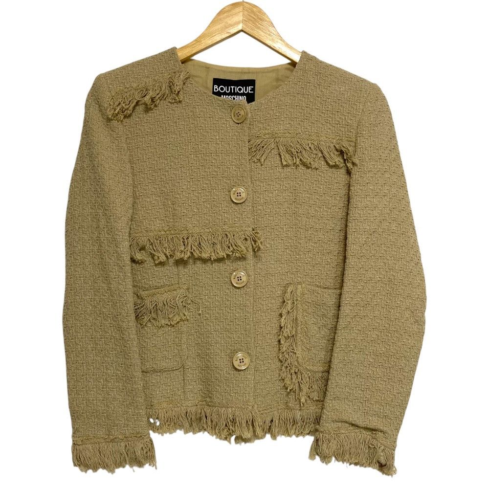 Moschino Boutique Moschino Tweed Collarless Jacket Textile Outerwear DUTY FREE for USA