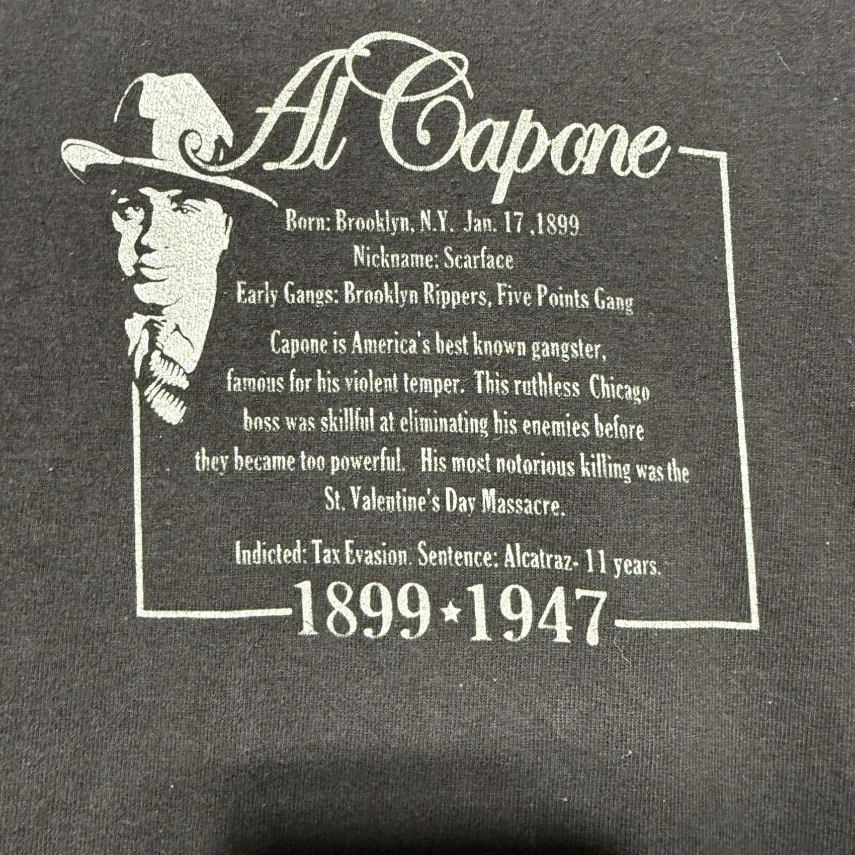 Changes VINTAGE Changes Al Capone 1899-1947 Big Face Graphic T Shirt 2XL Black Short Sleeve Cotton Men Streetwear 90s Mobster SZ 2XL Size US XXL / EU 58 / 5 - 3 Thumbnail