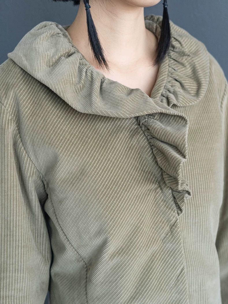 Kenzo KENZO Bean green petal collar corduroy coat Size S / US 4 / IT 40 - 6 Thumbnail