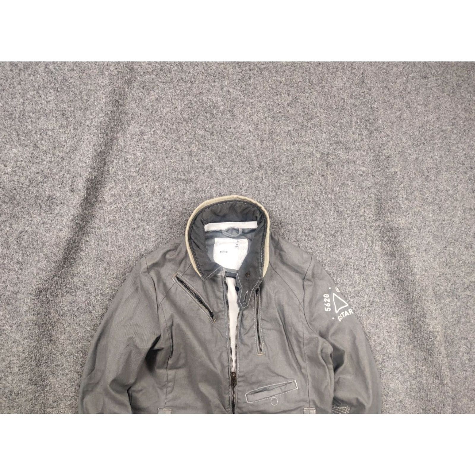 G-Star VINTAGE G Star Raw Gunner Logo Zip Pocket Waxed Gray Cotton Biker Jacket M Women Gray Waxed Logo Pockets 90s Style Mens Ladies Size M / US 6-8 / IT 42-44 - 2 Thumbnail