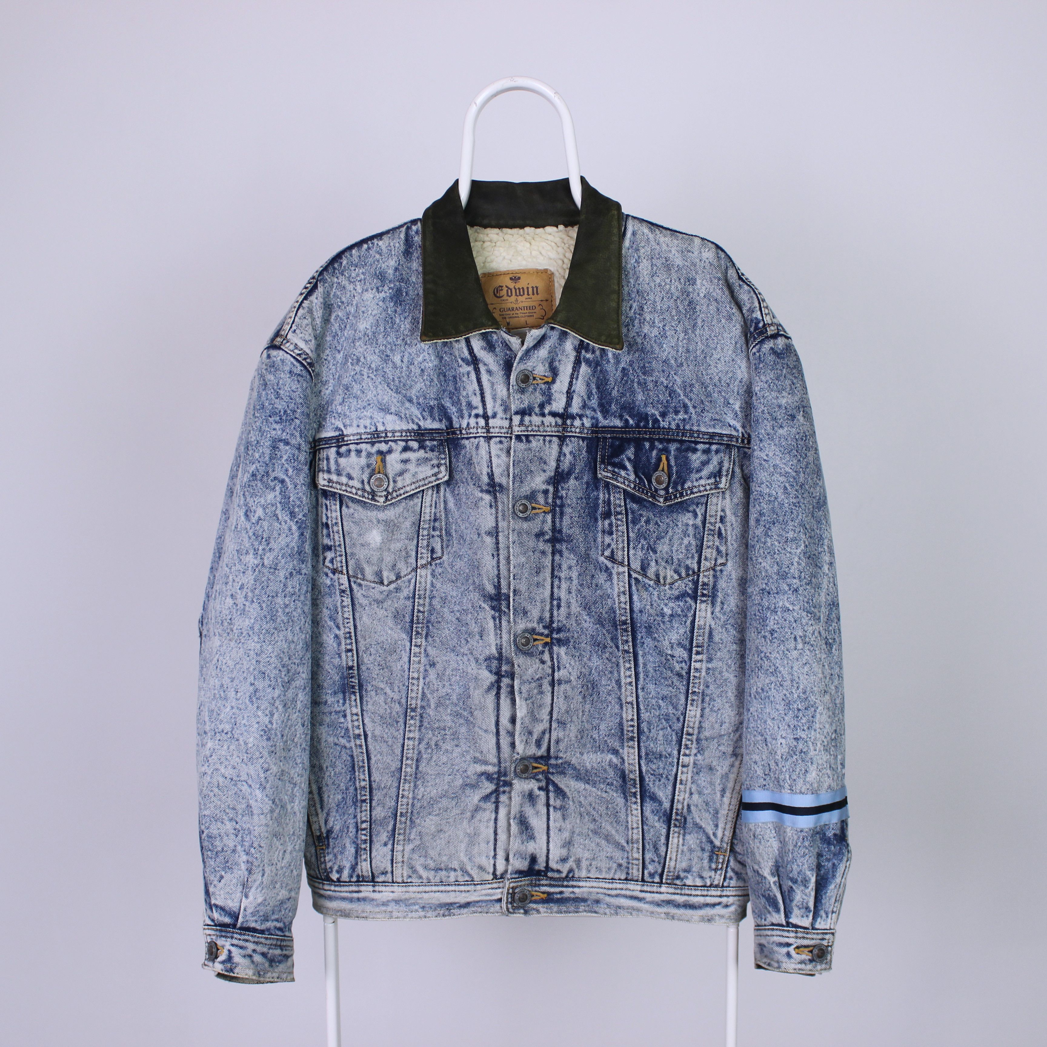 image of Edwin Denim Jacket Heavy Sherpa L XL Blue Denim Japan, Men's